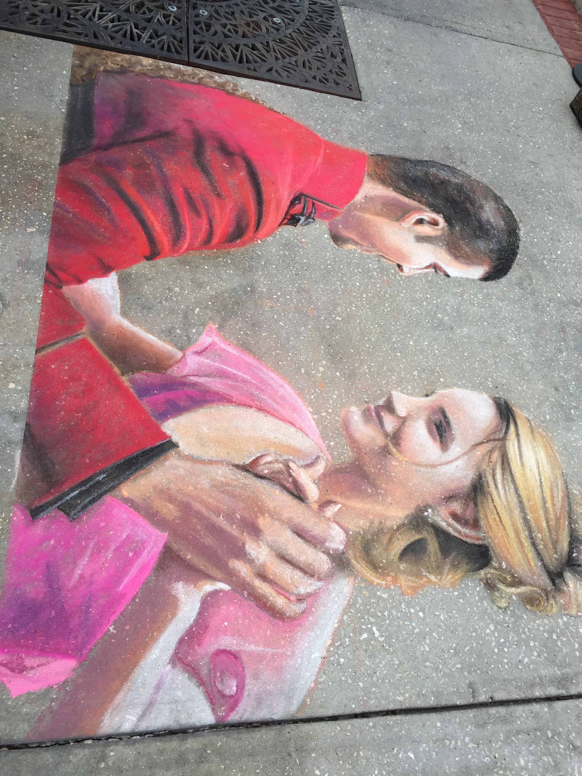 Victor and Hermione Dancing Chalk Art