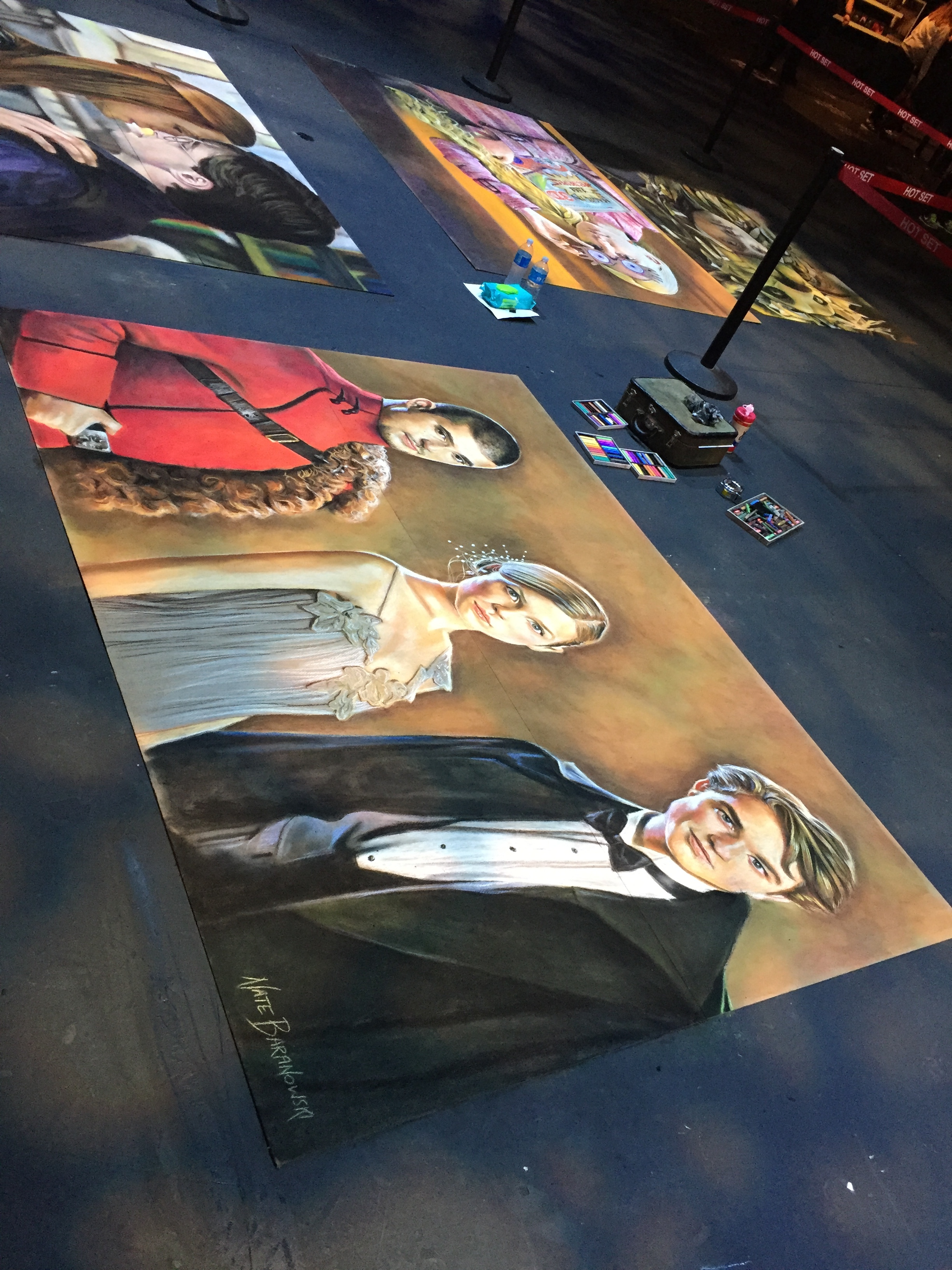 Triwizard Champions Chalk Art Progress