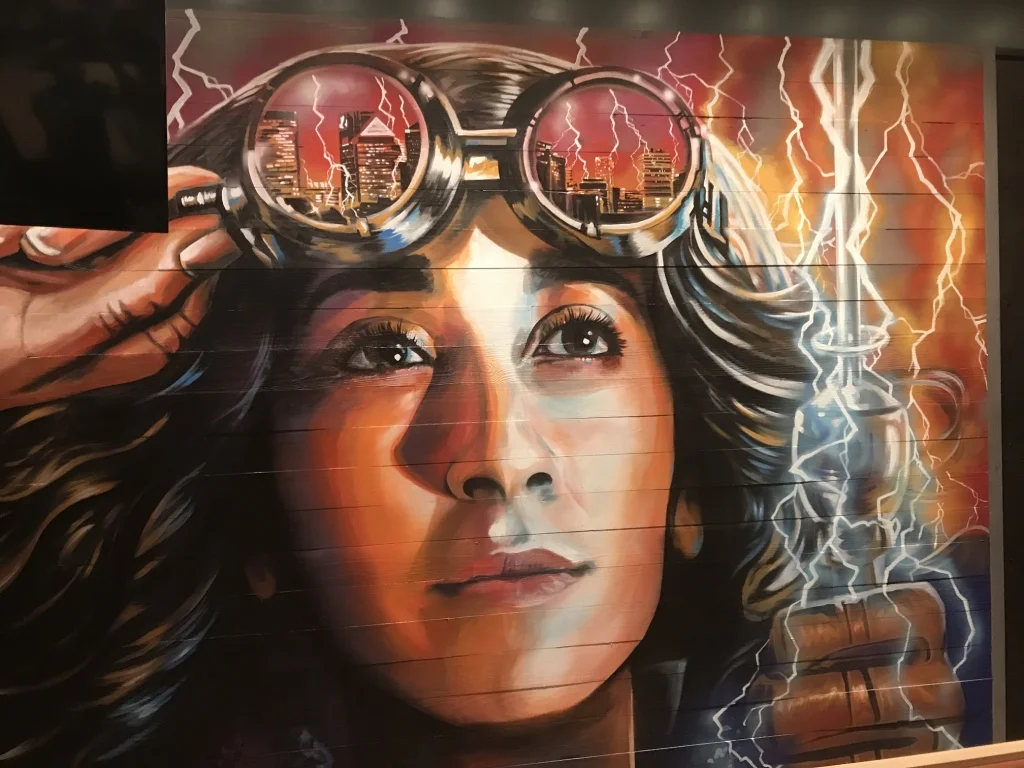 Finished lightning catcher mural near Tampa Florida at a Tijuana Flats