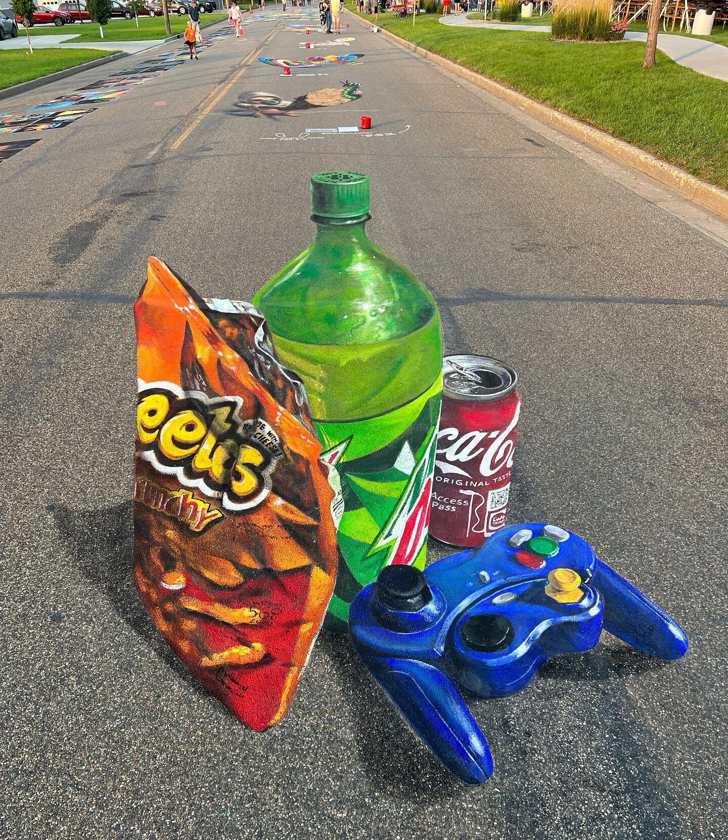 Here is my finished piece from Hazen Chalkfest in Hazen, North Dakota. I call it &ldquo;2003 Still Life&rdquo; 20 years later I&rsquo;m not sure how my body would handle Mountain Dew&hellip;. also I think my Smash Brothers Melee skills have left me. 