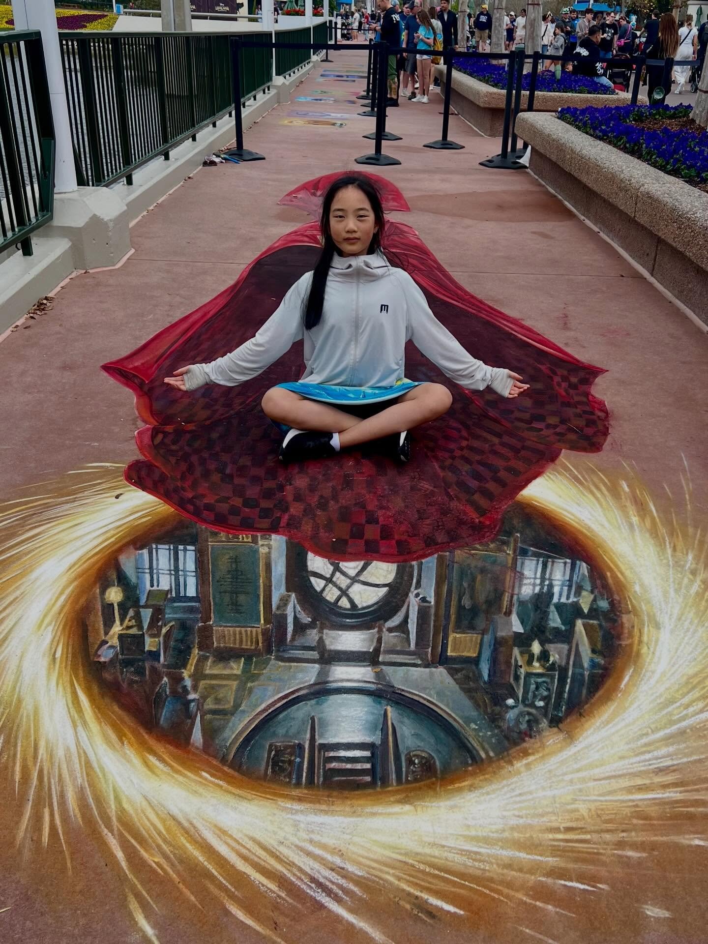 That will do it!  The final 3D street painting for the EPCOT International Festival of the Arts!! Thanks to everyone that came by and said hi! This Dr Strange piece will be up today and tomorrow only so come on by and hop in it! #artfulepcot