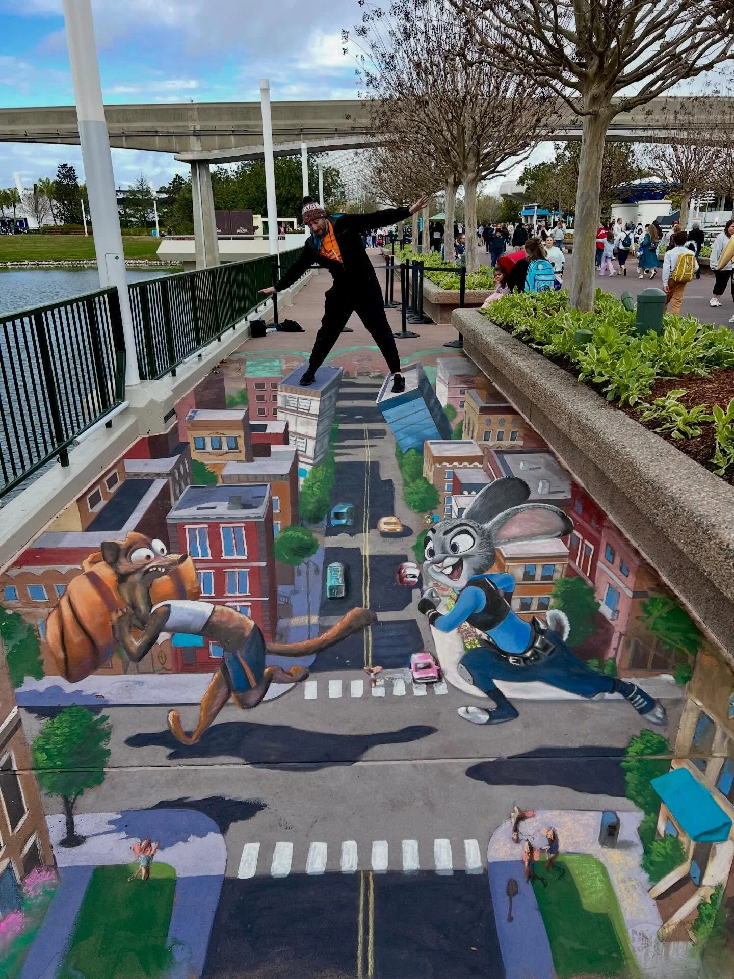 The first weekend of the International Festival of the Arts is in the books!!! My first 3D chalk art of the festival is Zootopia!! We had a bit of rain on Sunday so it ended with less detail than I hoped but it&rsquo;s still pretty fun to hop around 