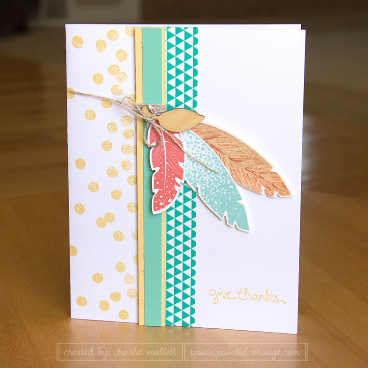 Give Thanks Four Feathers Card