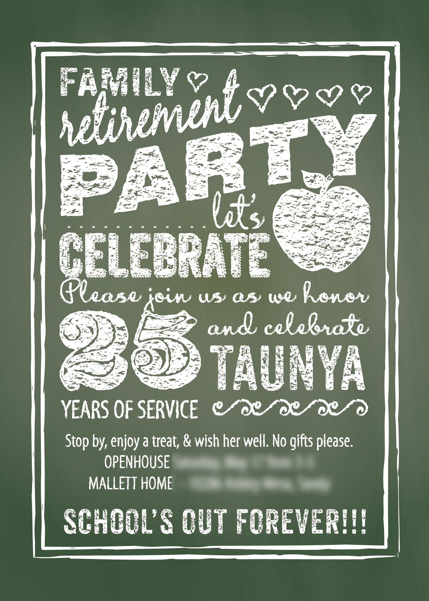 Taunya's retirement party invitation