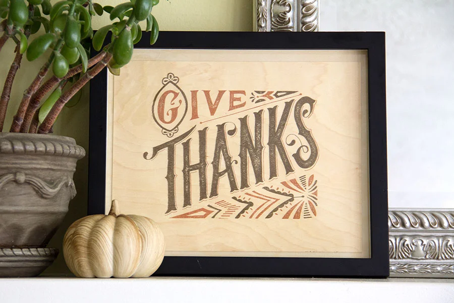 Give Thanks Printable on Birch