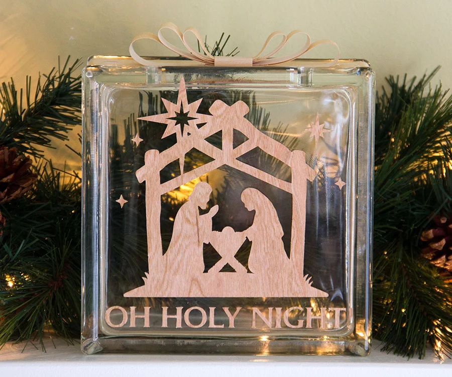Oh Holy Night on Glass block
