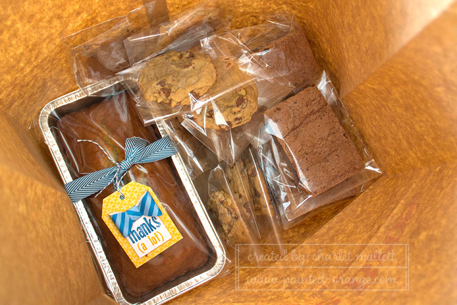 Banana bread packaging with April 15 paper pumpkin kit.