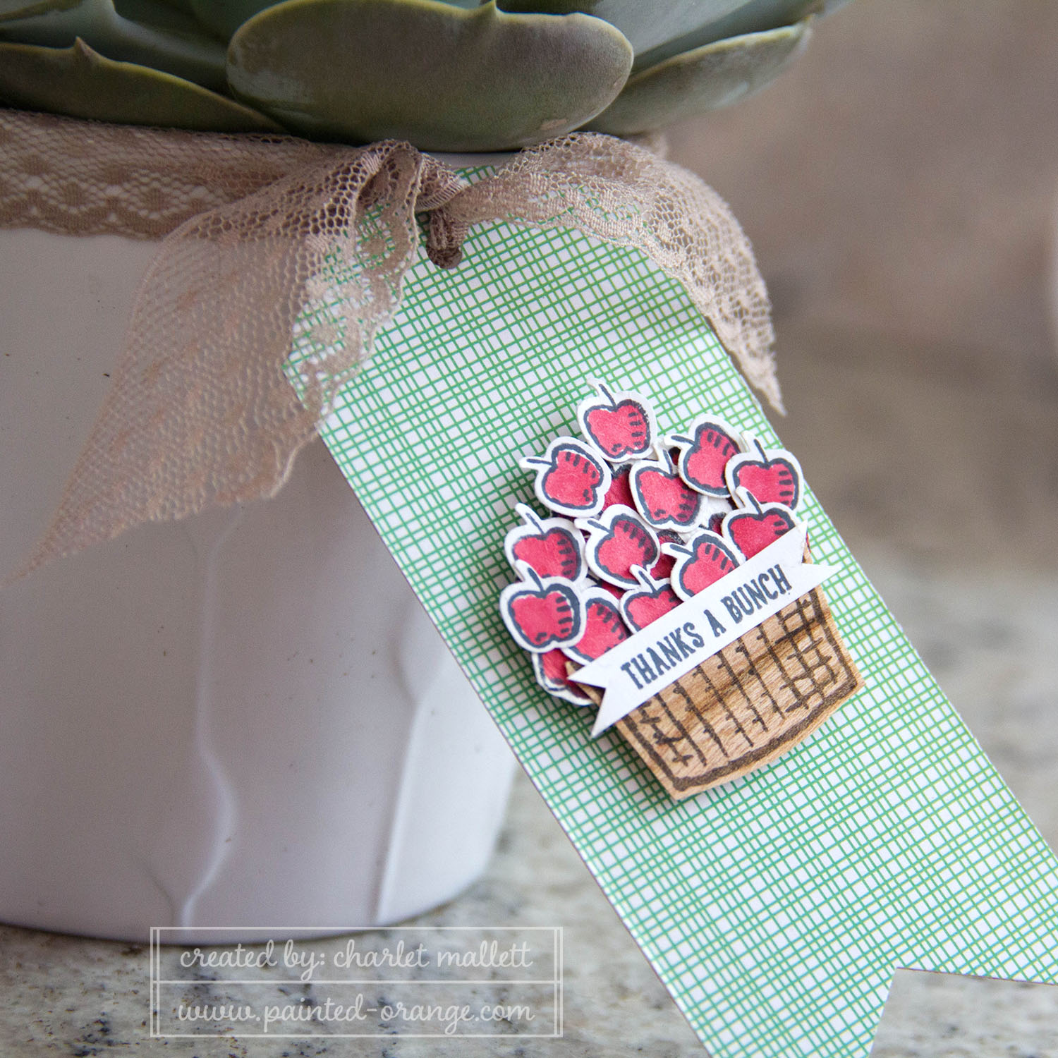 Sprinkles of Life Apple basket Tag using Tree Builder punch. Stampin' Up!
