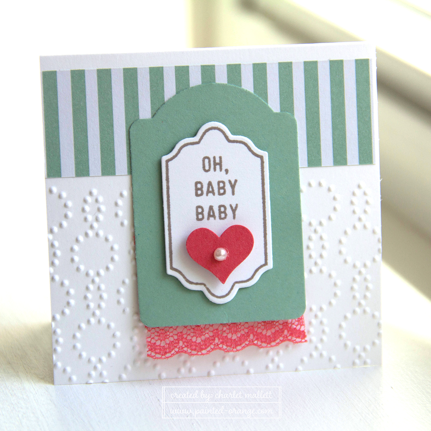 Happy Notes 3x3 OH Baby Baby Card, Mint Macaroon