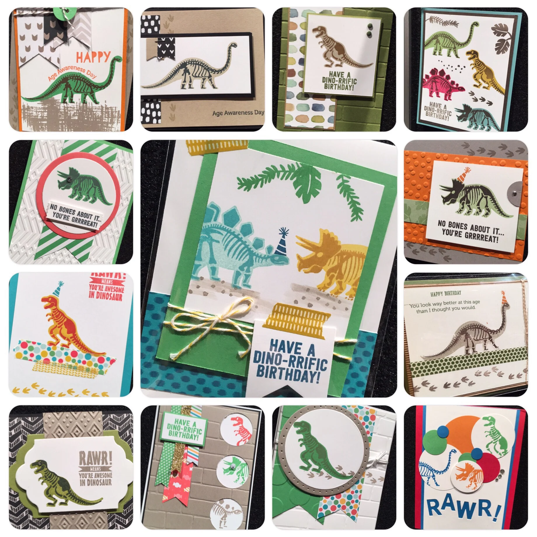 Snippets of display samples from 'No Bones About It' Stampin' Up!
