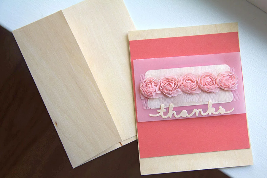 Simple BIRCH Wood Thanks card