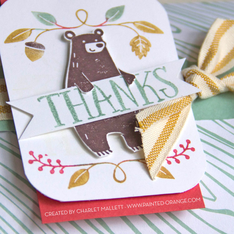 Thankful Forest Friends, Stampin' Up! Bear is holding the THANKS banner.