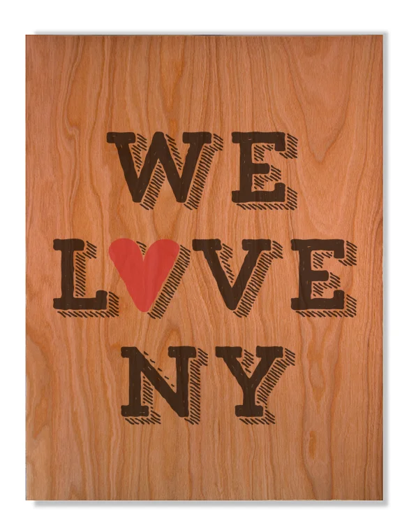 We Love NYC on Cherry Wood