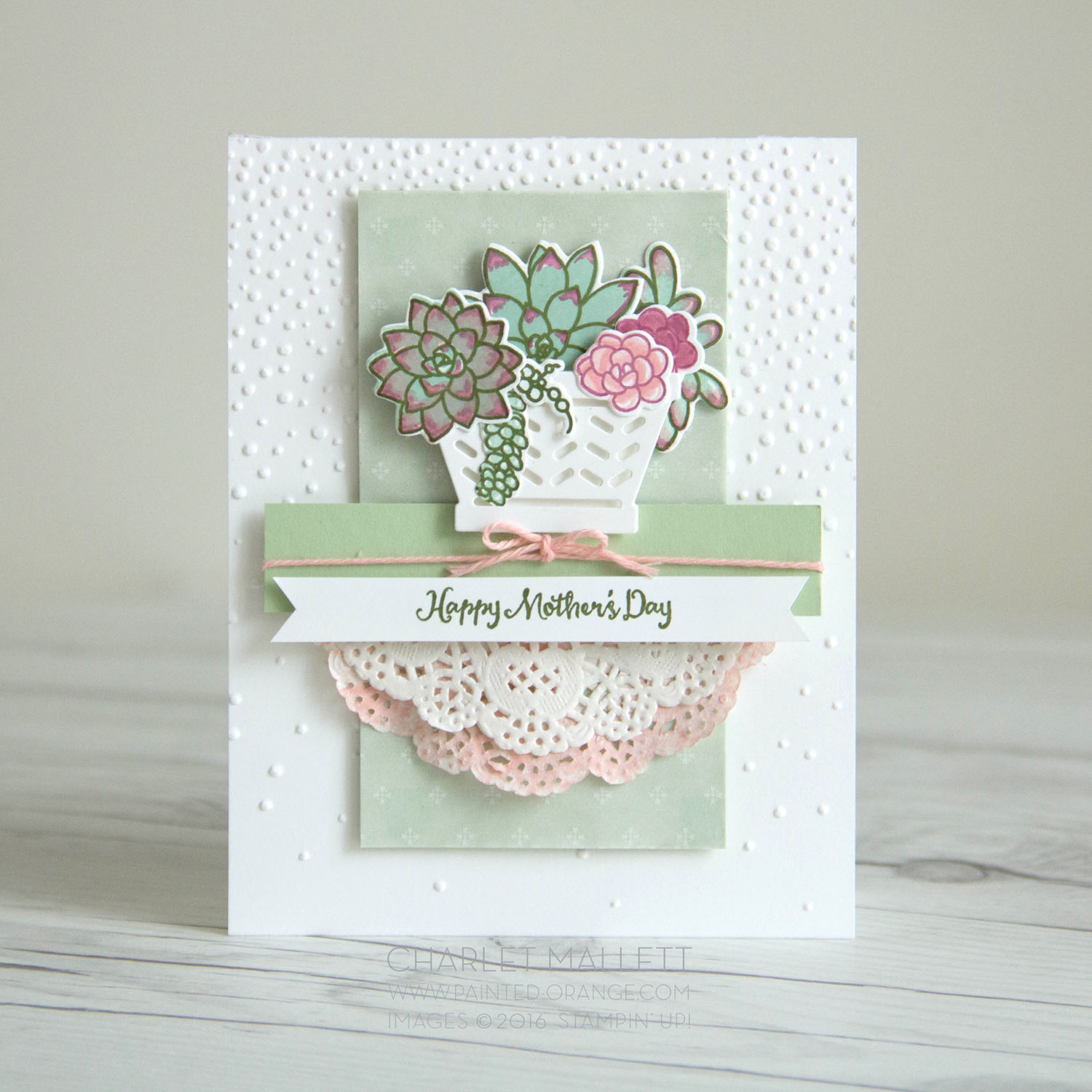 Mother's Day Card using Oh, So Succulent stamp set and framelits from the Stampin' Up! 2017 Occasions mini catalog - Charlet Mallett