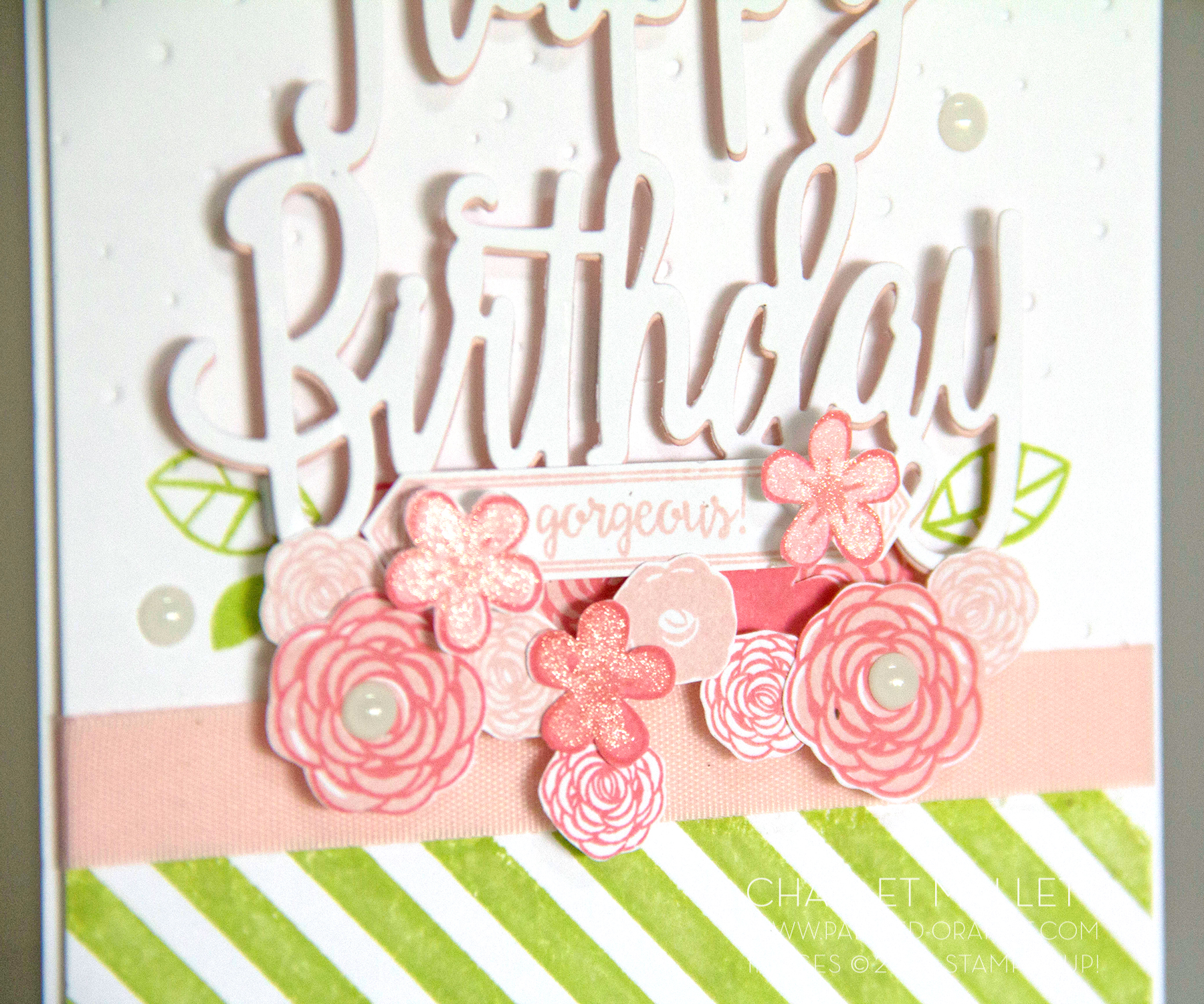 Charlet Mallett - The flowers from Happy Birthday Gorgeous have a little WINK of Stella added for sparkle. Stampin' Up!