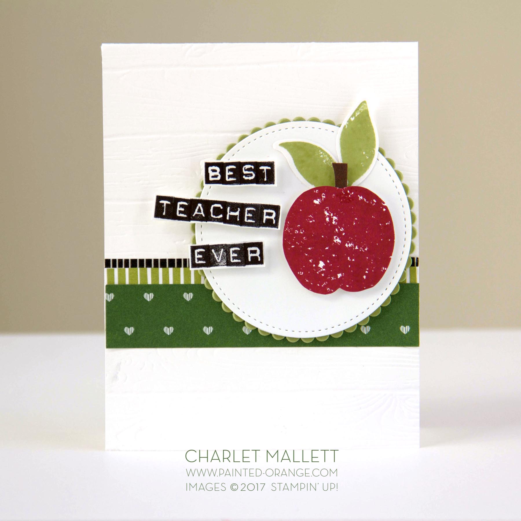 Lemon Zest, Labeler Alphabet - Teacher card. Charlet Mallett - Stampin' Up!