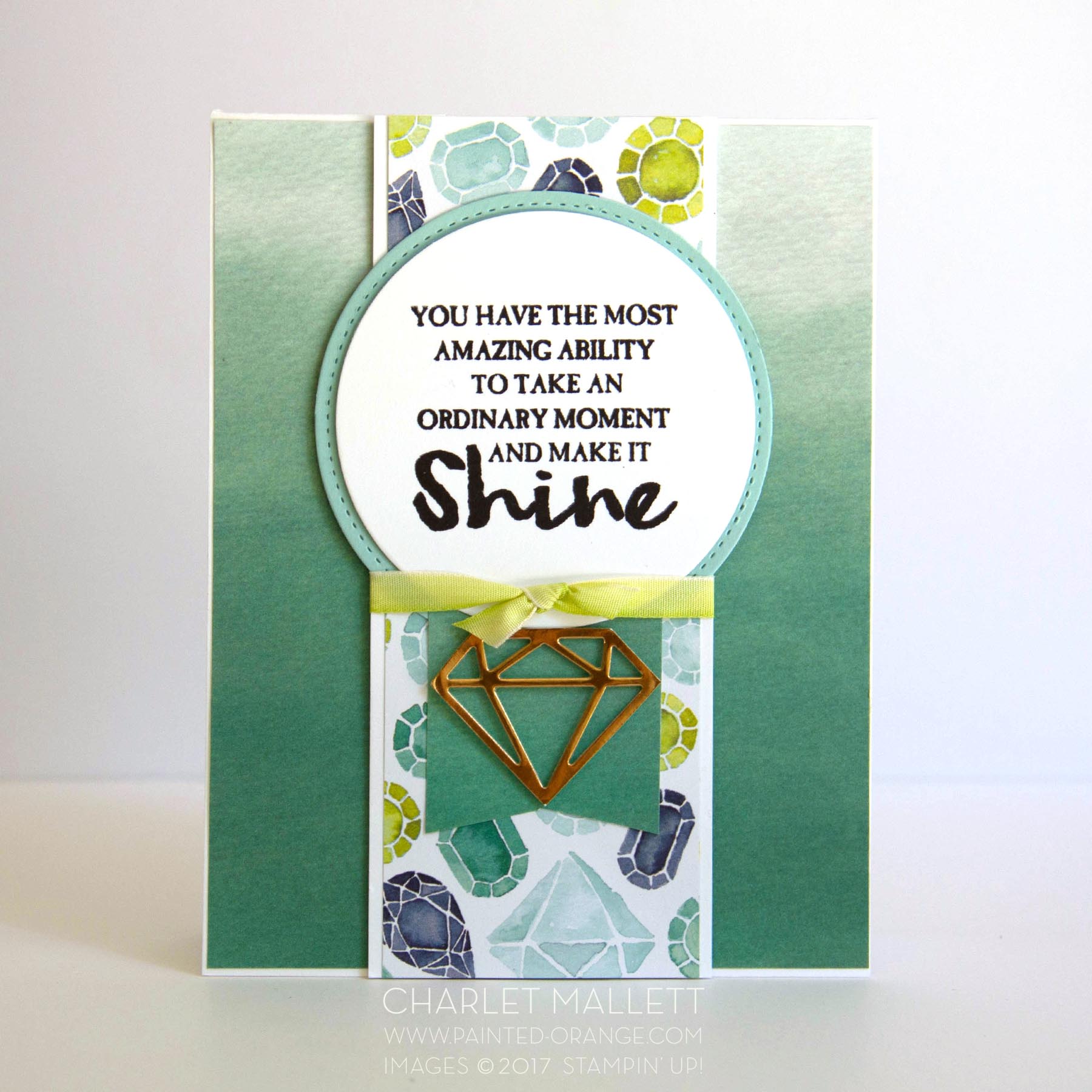 High Tide Shine sentiment is perfect for the GEM card. Charlet Mallett, Stampin, Up!