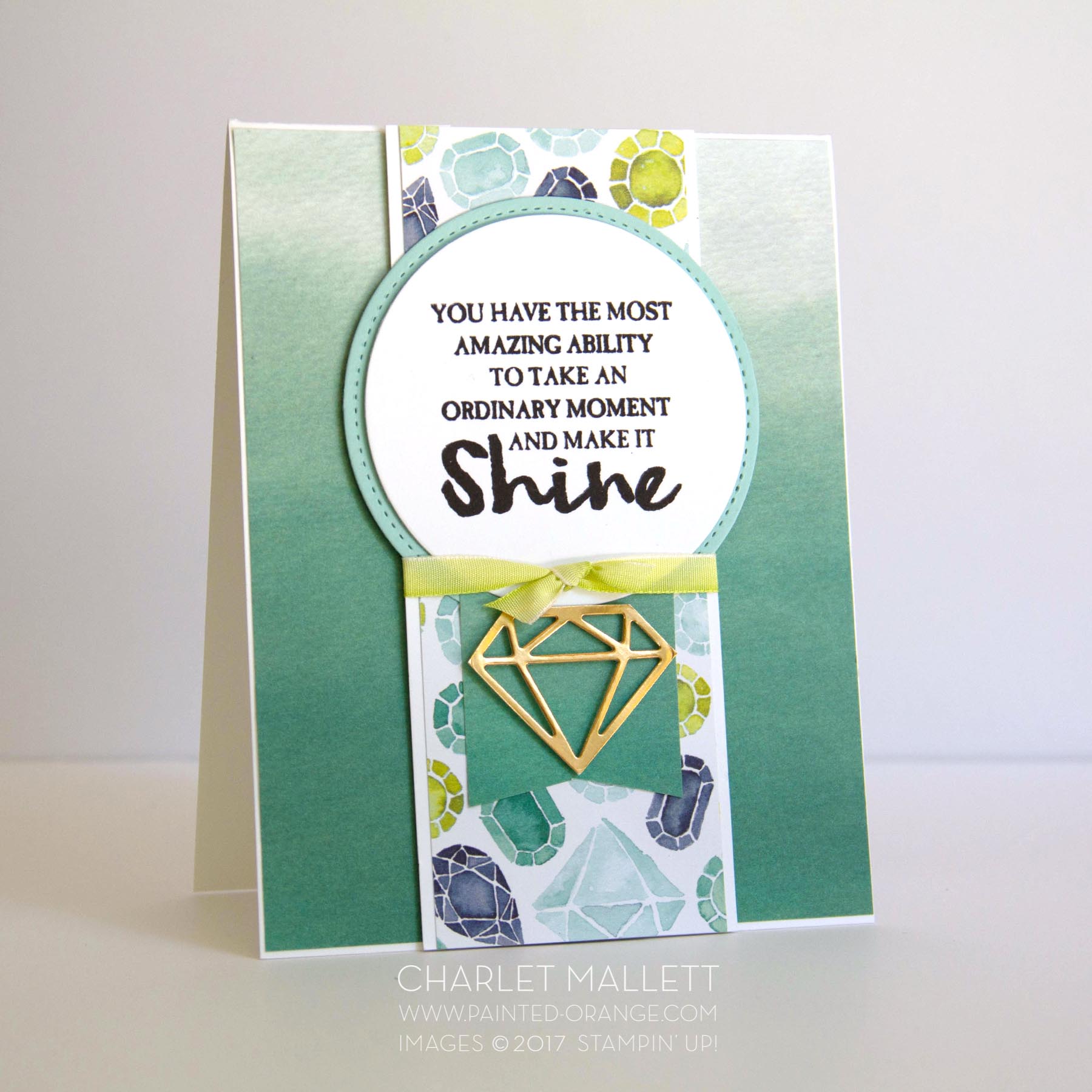 High Tide Shine sentiment is perfect for the GEM card. Charlet Mallett, Stampin, Up!