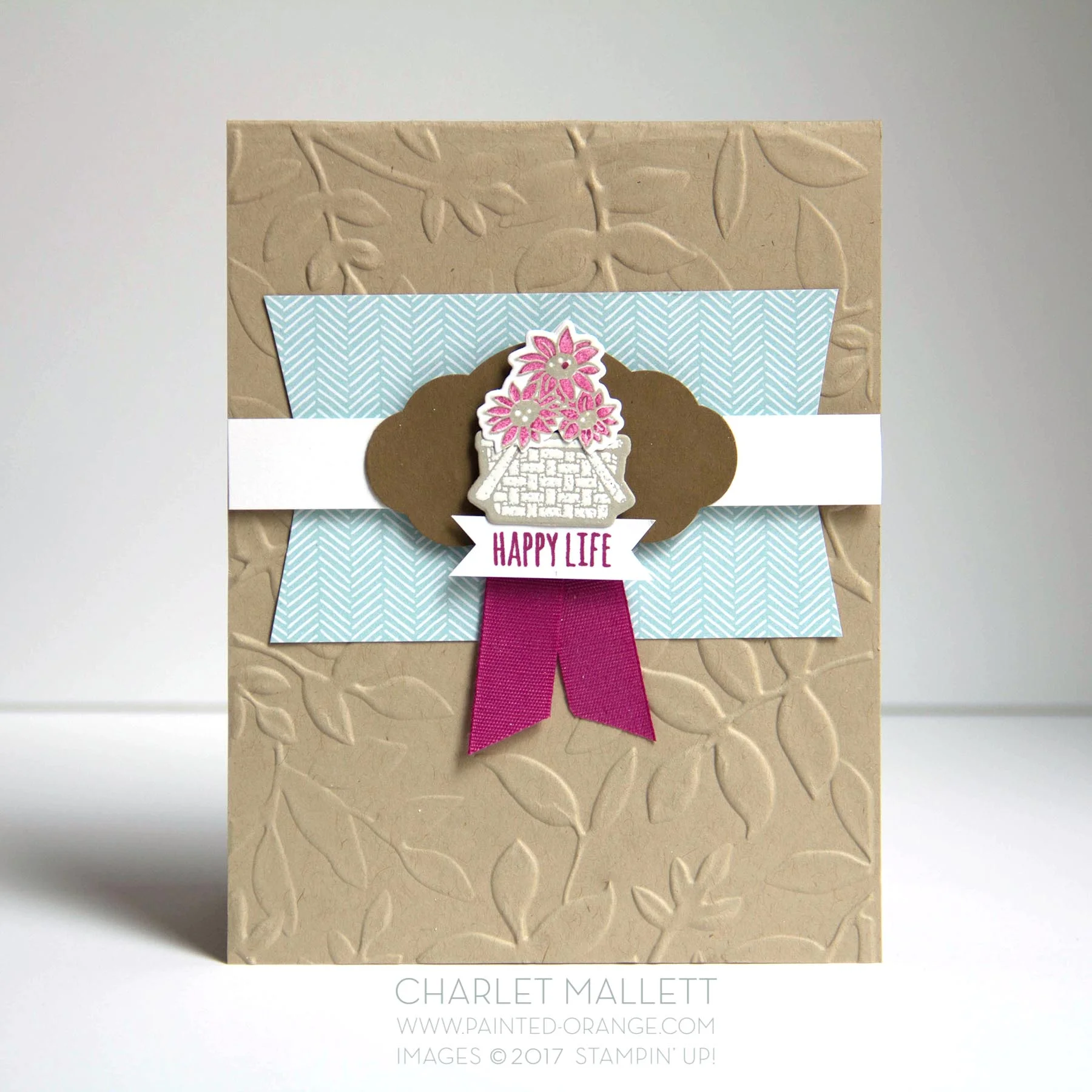 Bike Ride Basket Happy Life Card - Charlet Mallett, Stampin' Up!