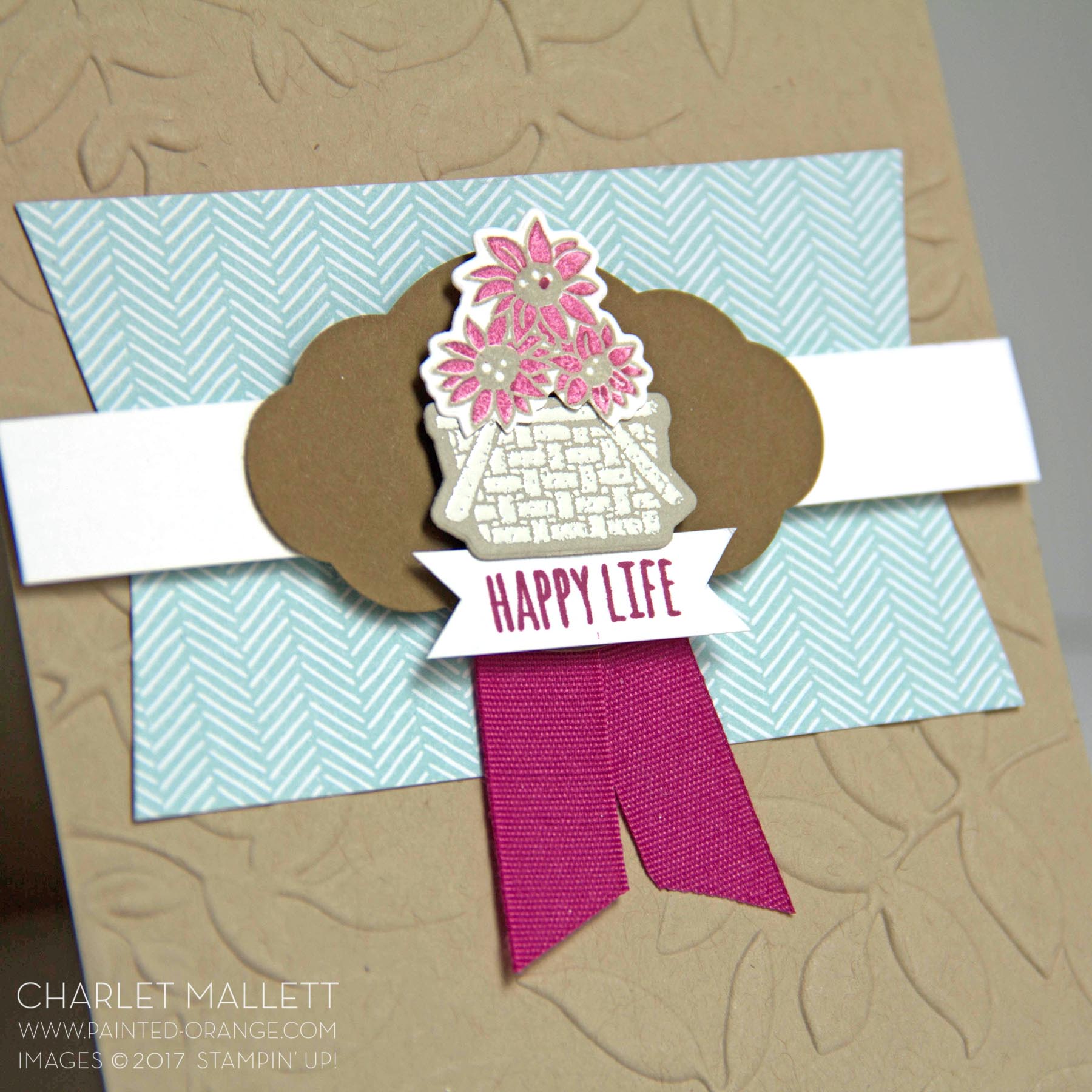 Bike Ride Basket Happy Life Card - Charlet Mallett, Stampin' Up!