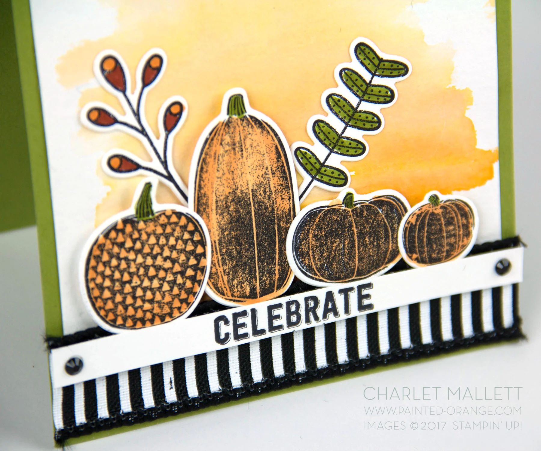 Pick A Pumpkin Celebrate card - Charlet Mallett, Stampin' Up!