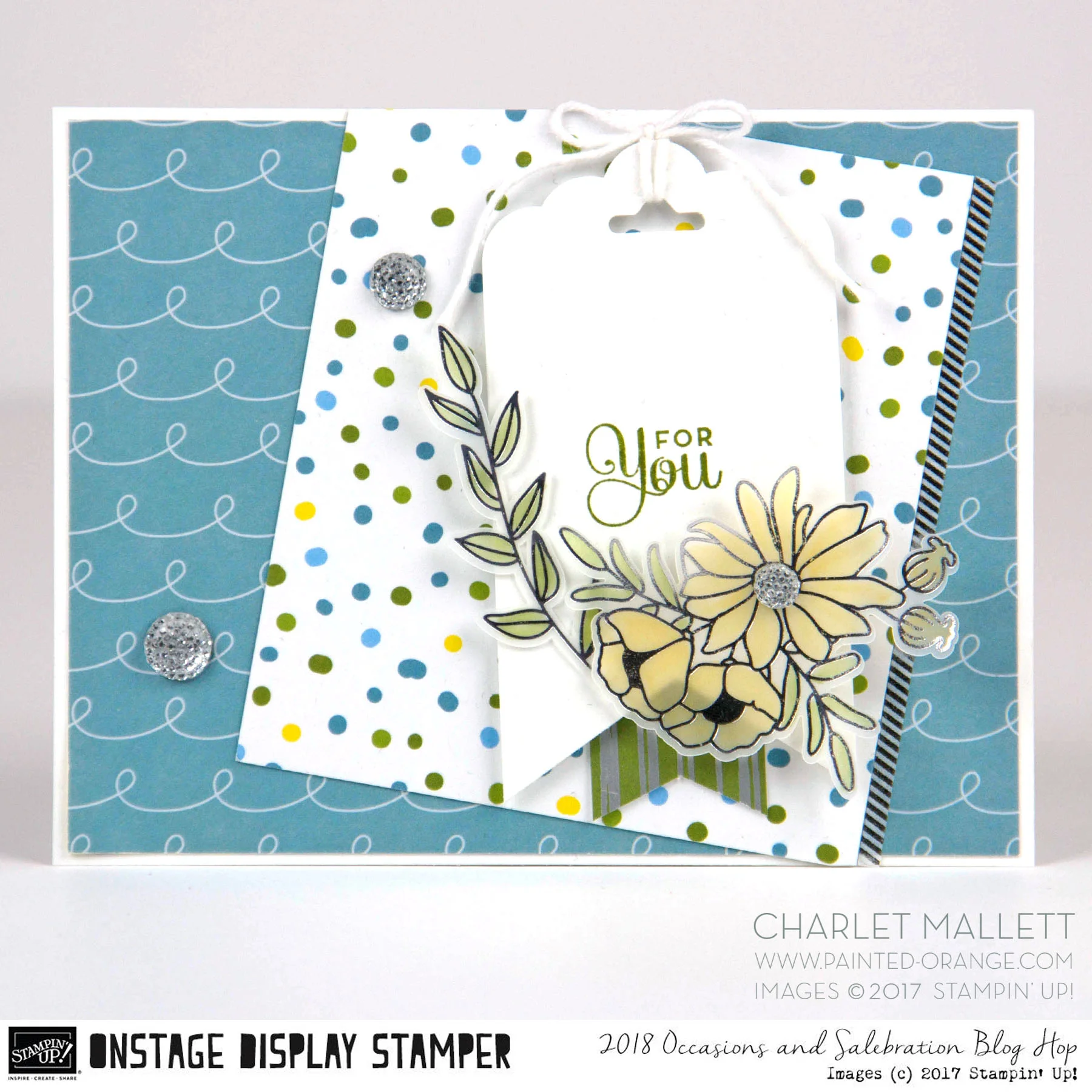 For You card - Cake Soiree stamp set & embellishments - Charlet Mallett, Stampin' Up! Occasions Catalog 2018