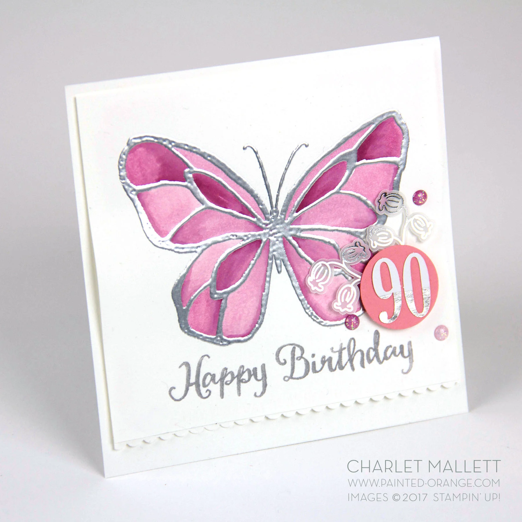 Beautiful Day 90th Birthday card - Charlet Mallett, Stampin' Up! Occasions 2018
