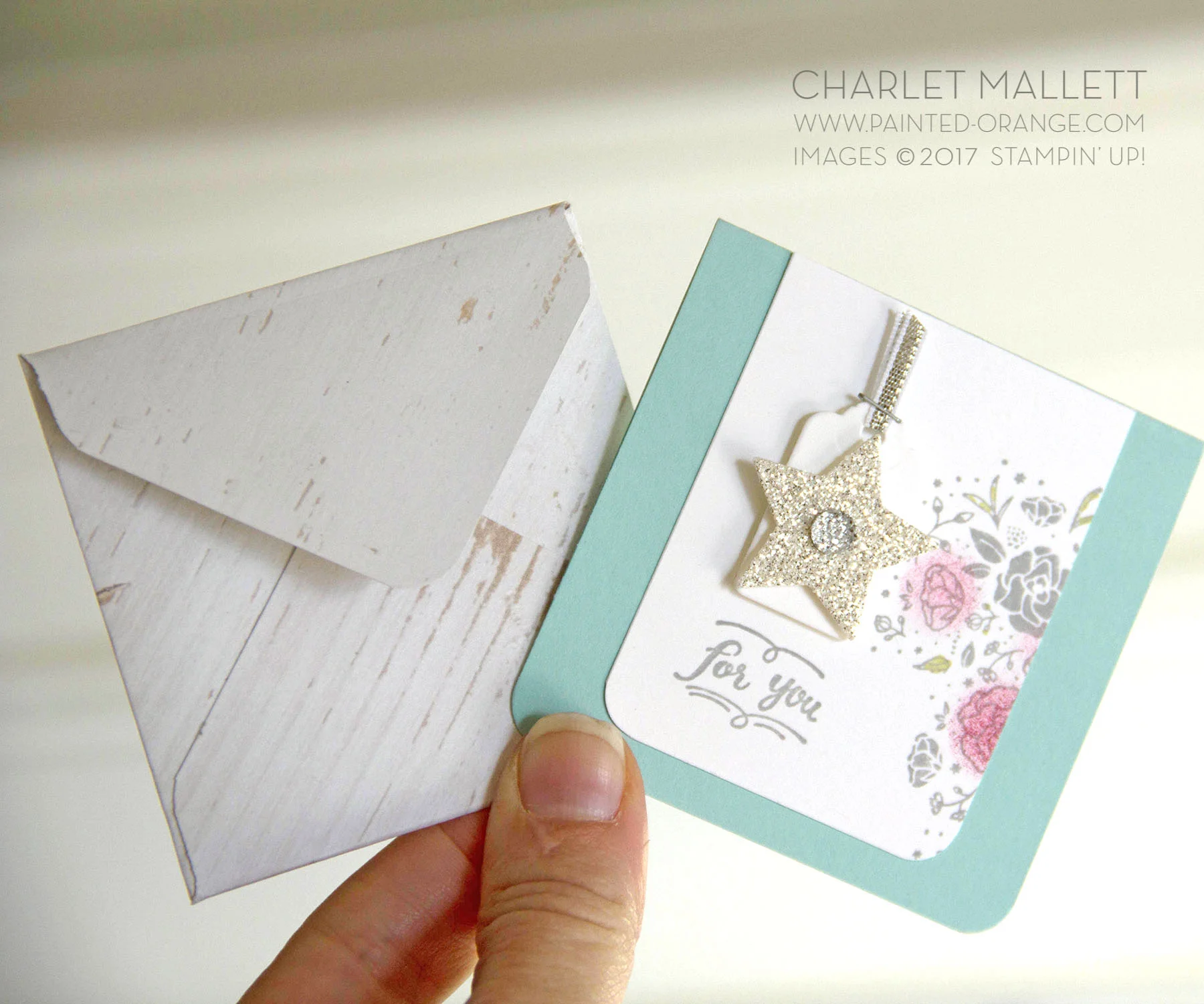 3x3 Love notes and handmade paper wood envelope using the Wood Words stamp set. Charlet Mallett - Stampin' Up!