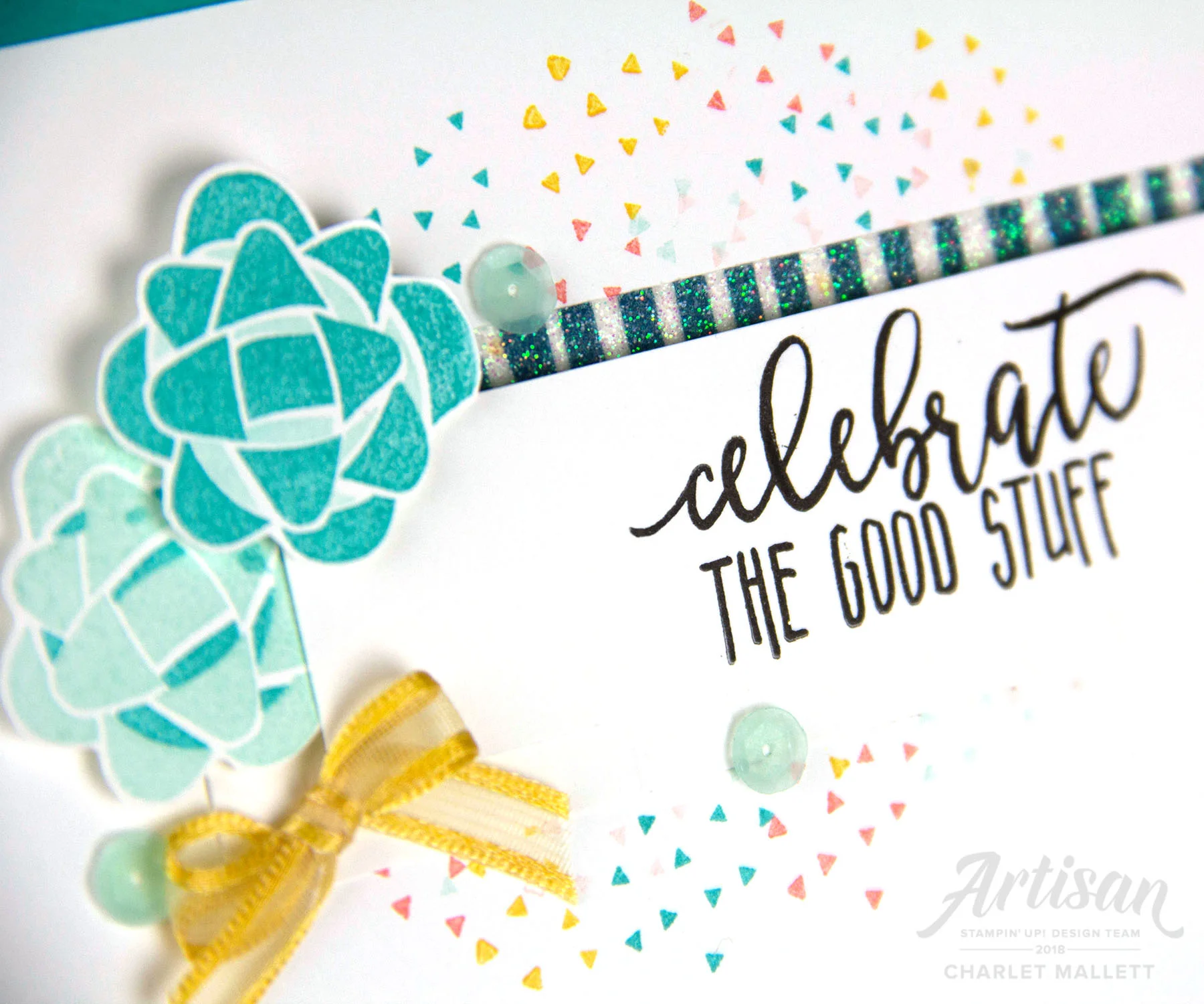 'Celebrate the Good Stuff' birthday card uses the Picture Perfect Birthday stamp set. Charlet Mallett - Stampin' Up!