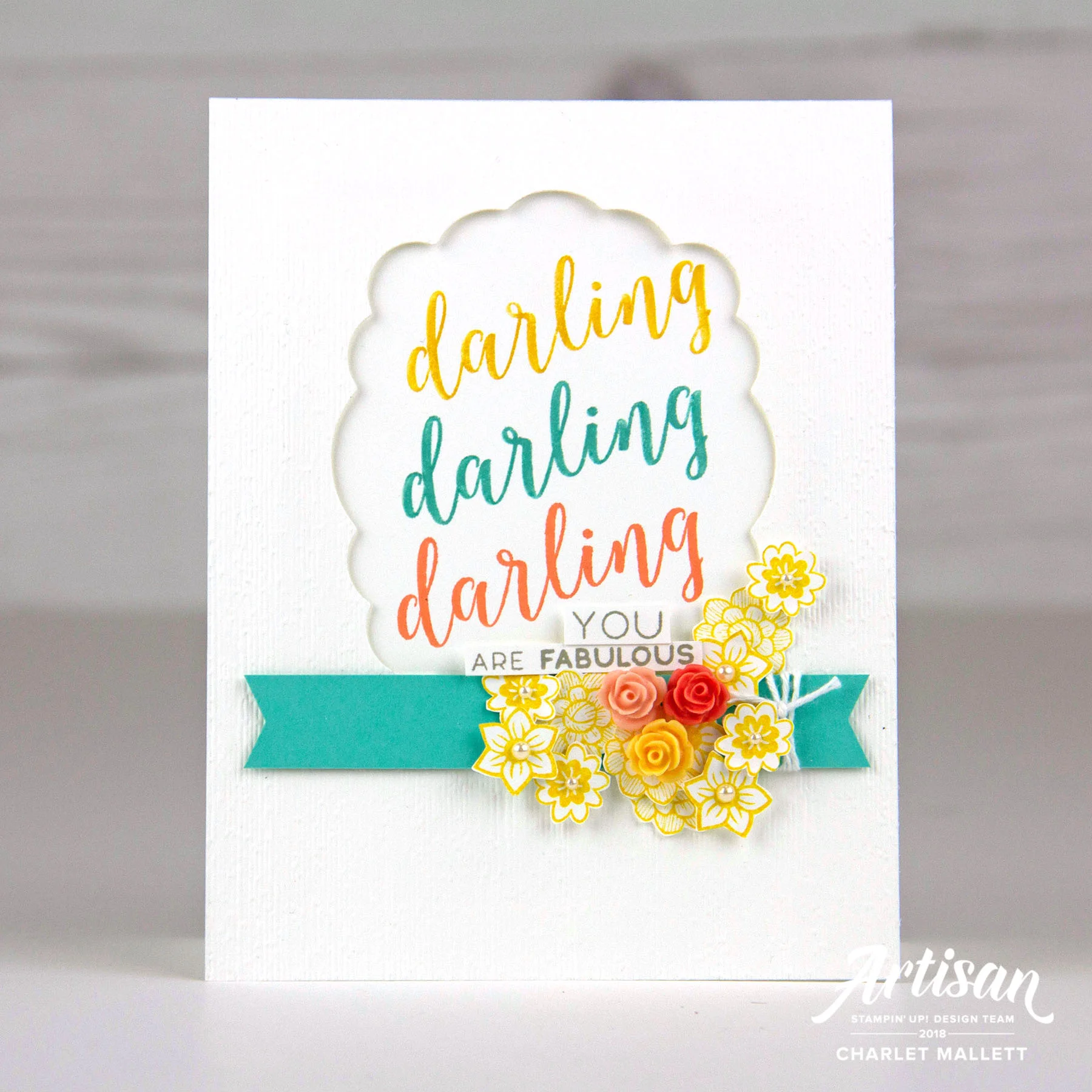 Darling card using the Stitched All Around bundle - Charlet Mallett, Stampin' Up!