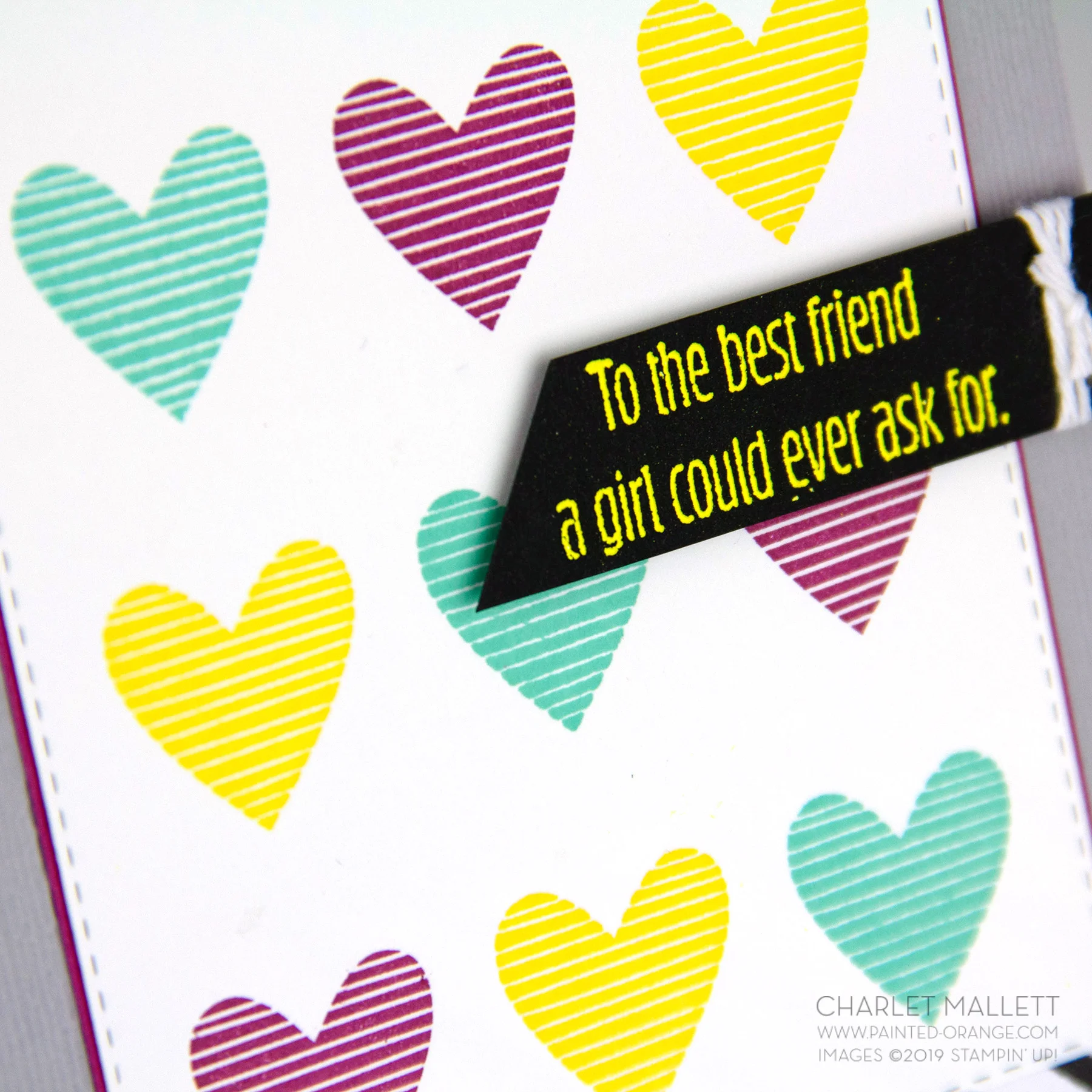 Meant to Be - Repeating Heart card. Charlet Mallett, Stampin’ Up!