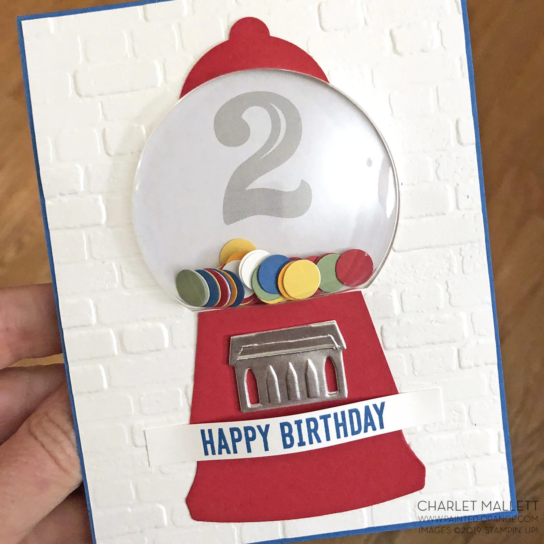 Itty Bitty Birthdays - Gumball Machine card - Charlet Mallett, Stampin’ Up!