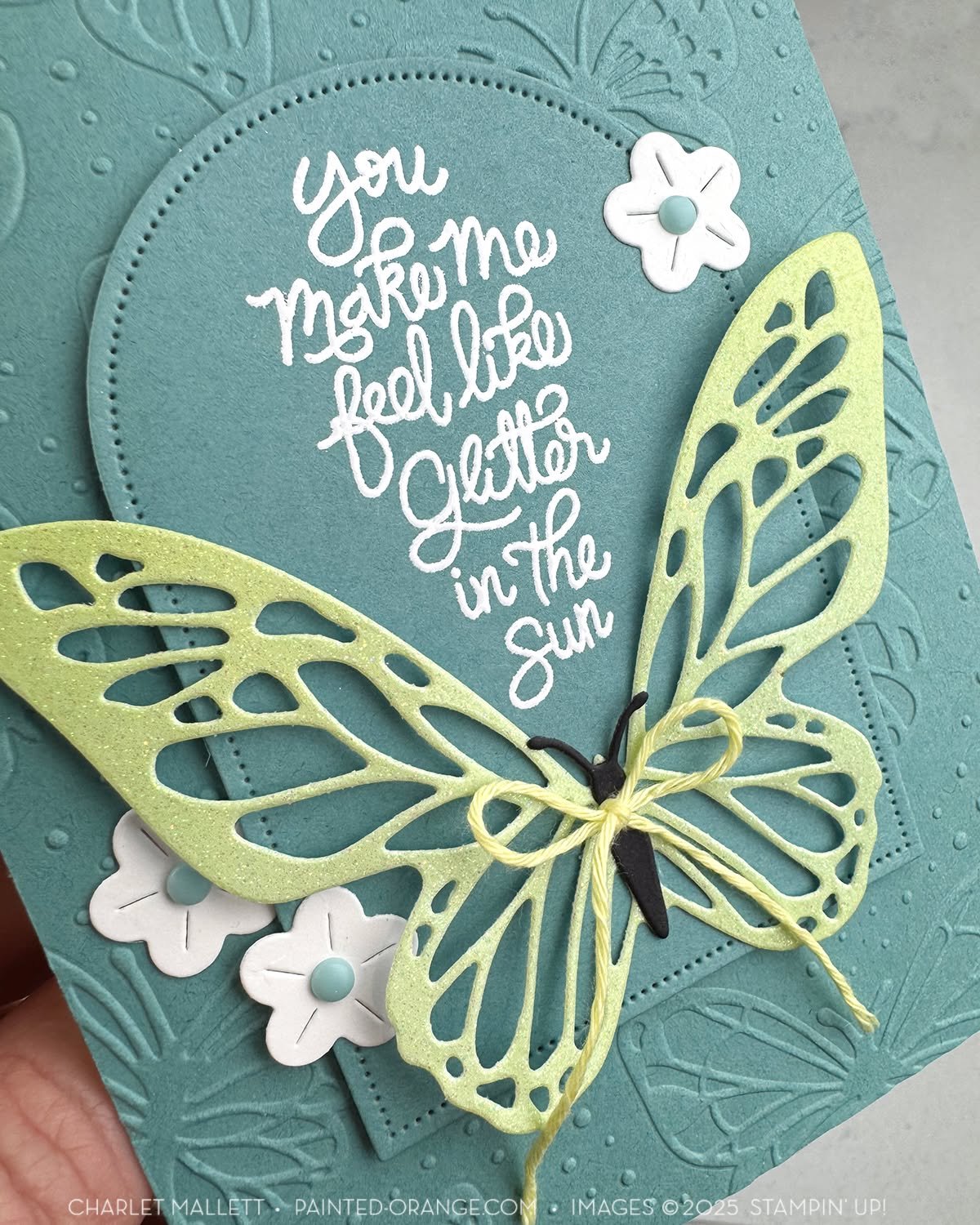 Swaps! Stampin' Up! Artisans (past and present) organzied a card swap at OnStage. I received a handful of absolute beauties in trade for my card! Here was my make. I used many of my current favorites to create this card. Colors are Lost Lagoon and Le