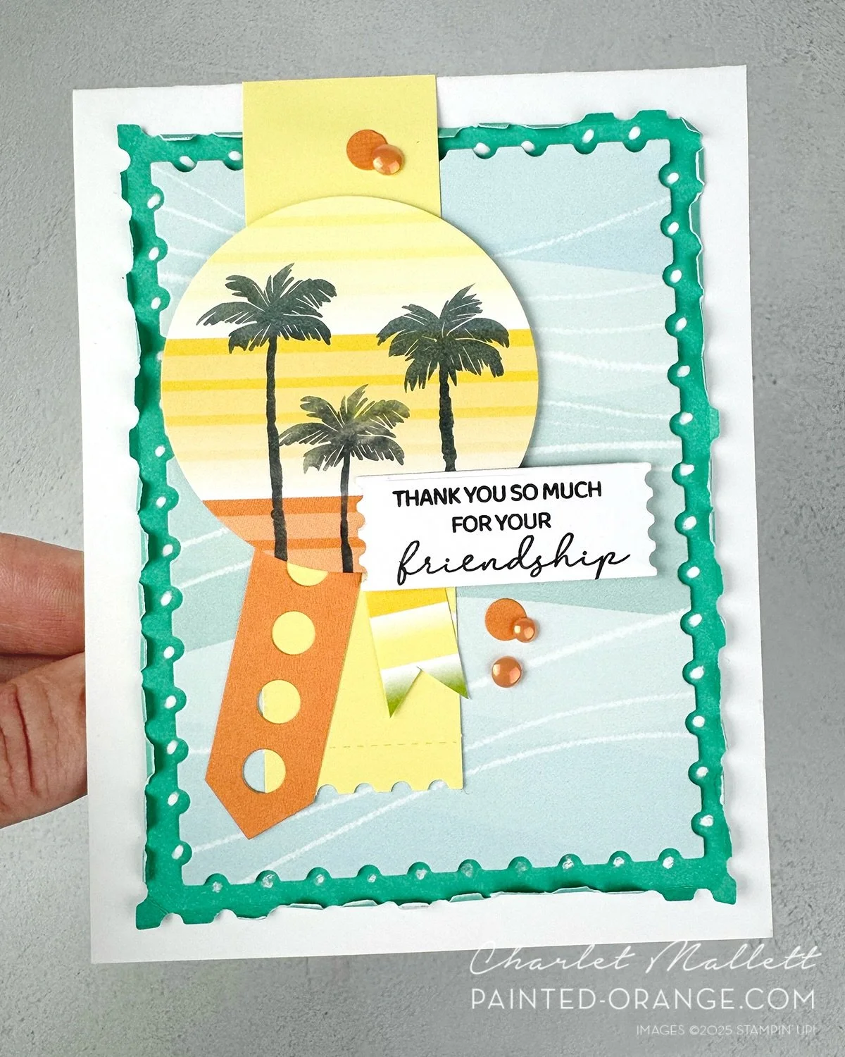 Sunshine &amp; palm trees! 🌴 The beach scene on this card was created using the Beach Boardwalk (166840) stickers and papers. @global_design_project this a theme challenge over #gdp539 - play along! 

The sentiment is from a brand spanking new greet