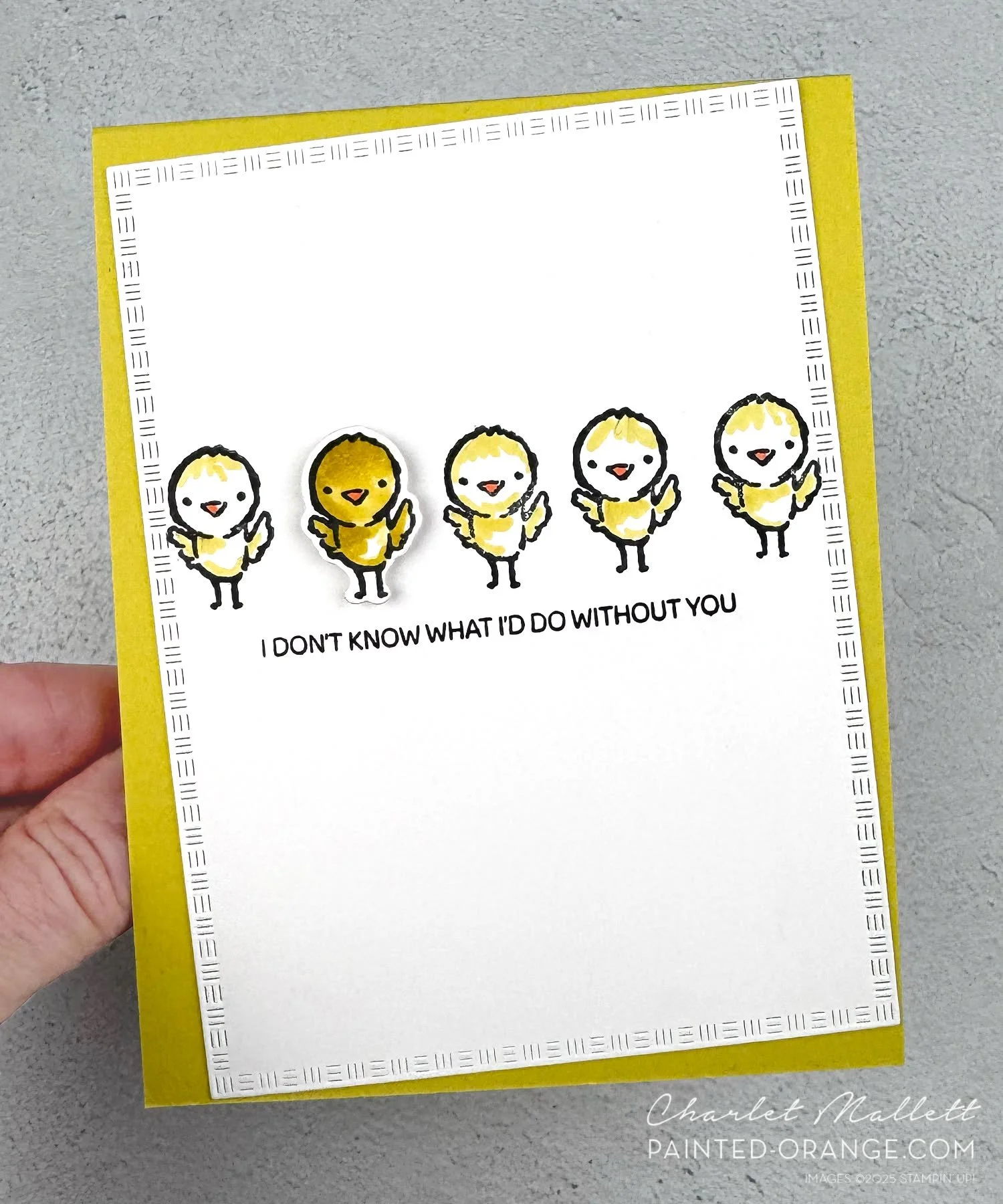 Hey Chick! I used the sketch from #gdp542 as a starting point for creating this simple card. The cute chick does all the work, like usual! Play along with @global_design_project and create a project from our challenge sketch.  The little chick image 