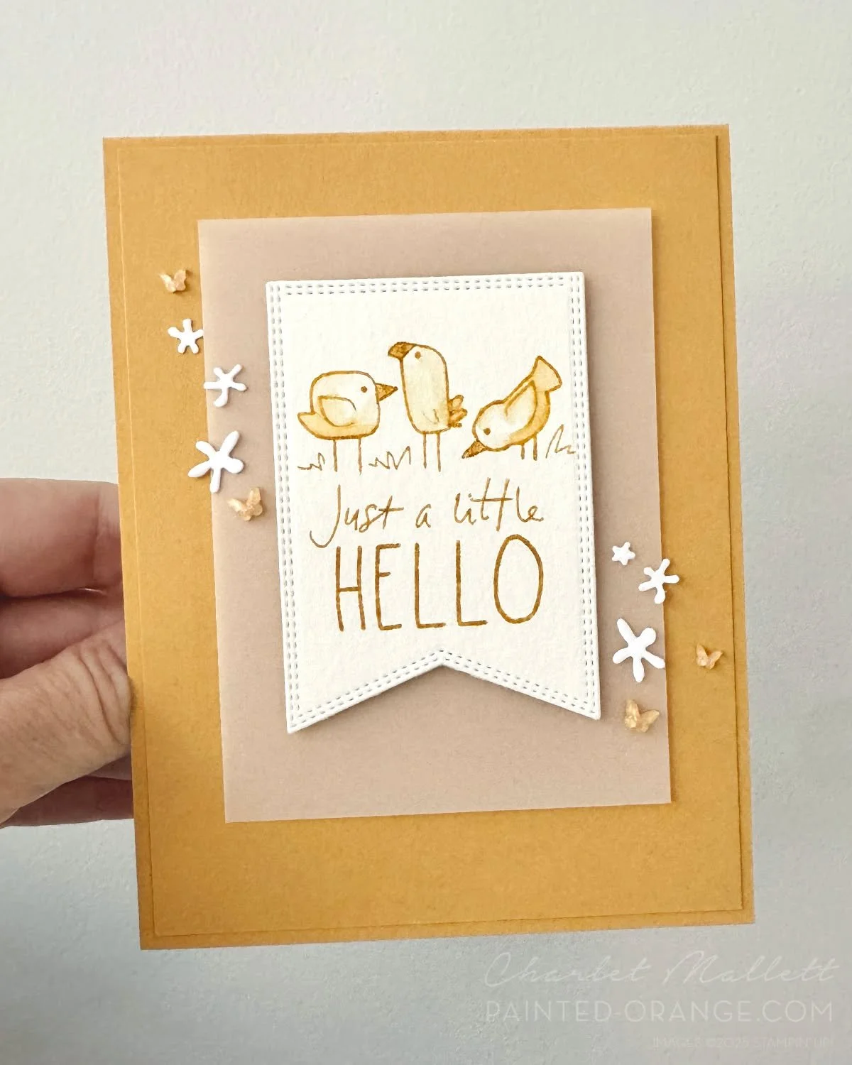 Golden Glow. I'm going to try to create a series of one color cards using the new Stampin' Up! InColors. Today I'm showcasing Golden Glow. This new color is a soft warm light gold. It is a calming color and I think it is very a nice addition to the y
