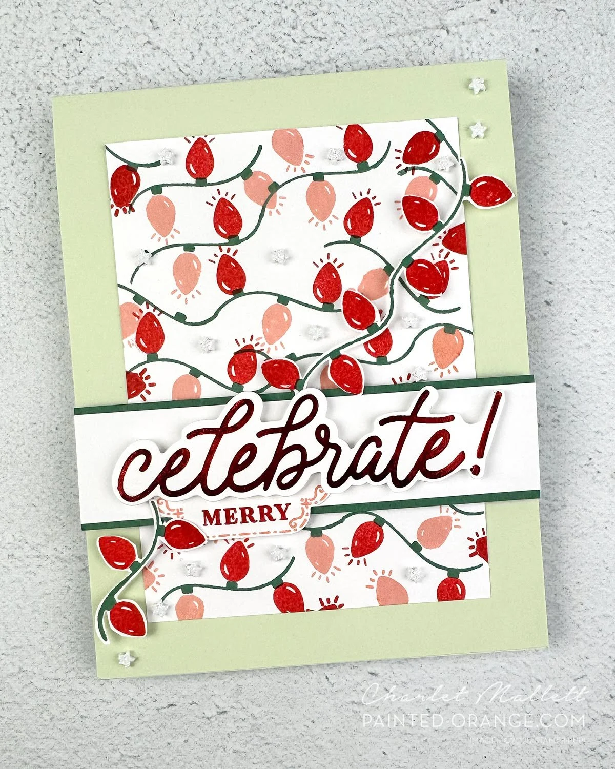 Mini but mIghty! I created this entire backgorund with one tiny stamp. This mini holiday light bulb turned into a cluster of tangled lights with a LOT of stamping. Card created for @stampinfancyfriday  October mini but mighty challenge. 

The little 