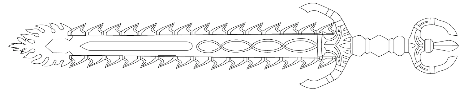 Sword blueprint line-art.