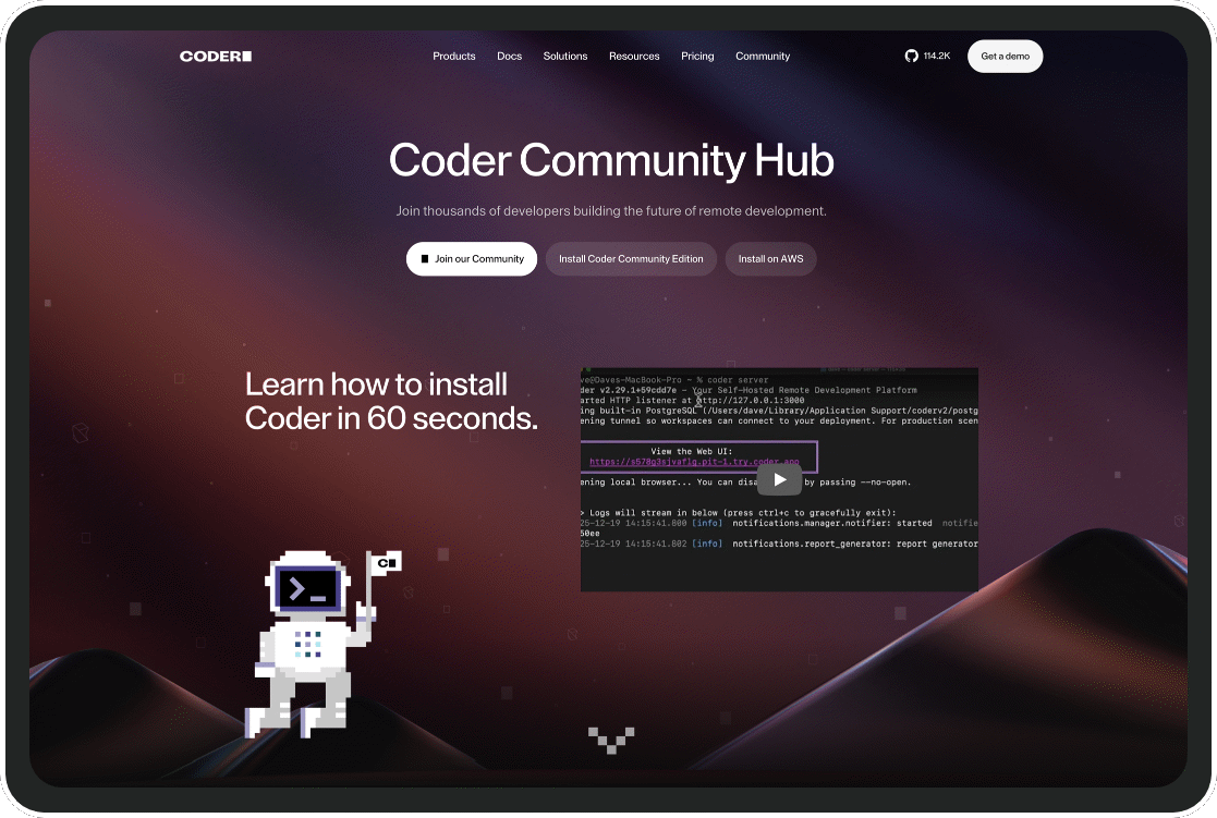 Coder Community landing page