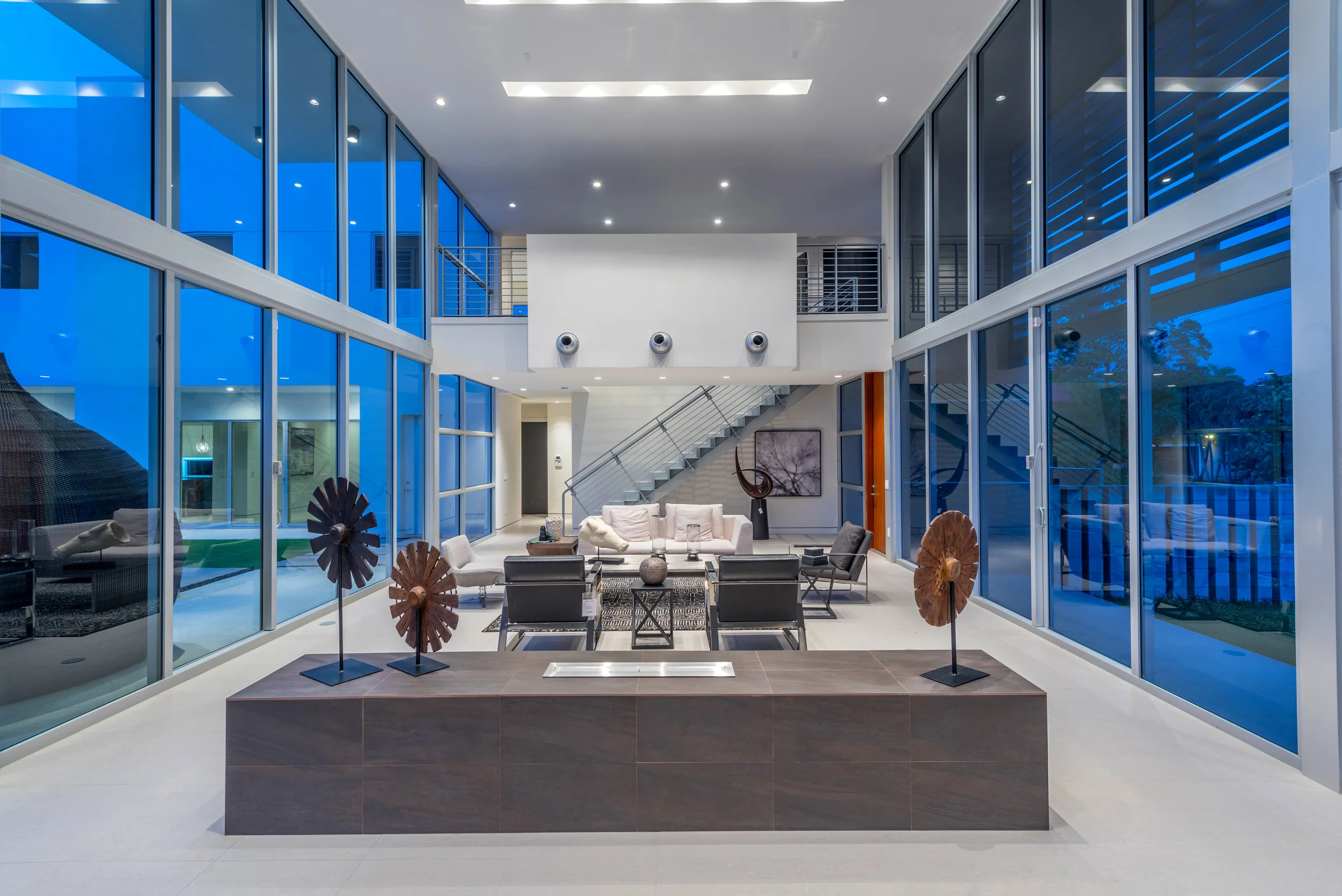 The Setting Homes Plum House Miami Florida Interior Living Room Night TARIS Real Estate