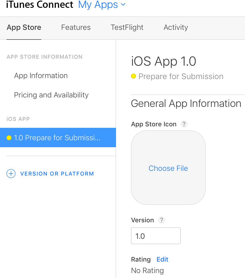 In the image above, I present how to edit the app's rating. You basically have to click on your iOS app version (here 1.0) and by scrolling down a bit you will see the Rating option.