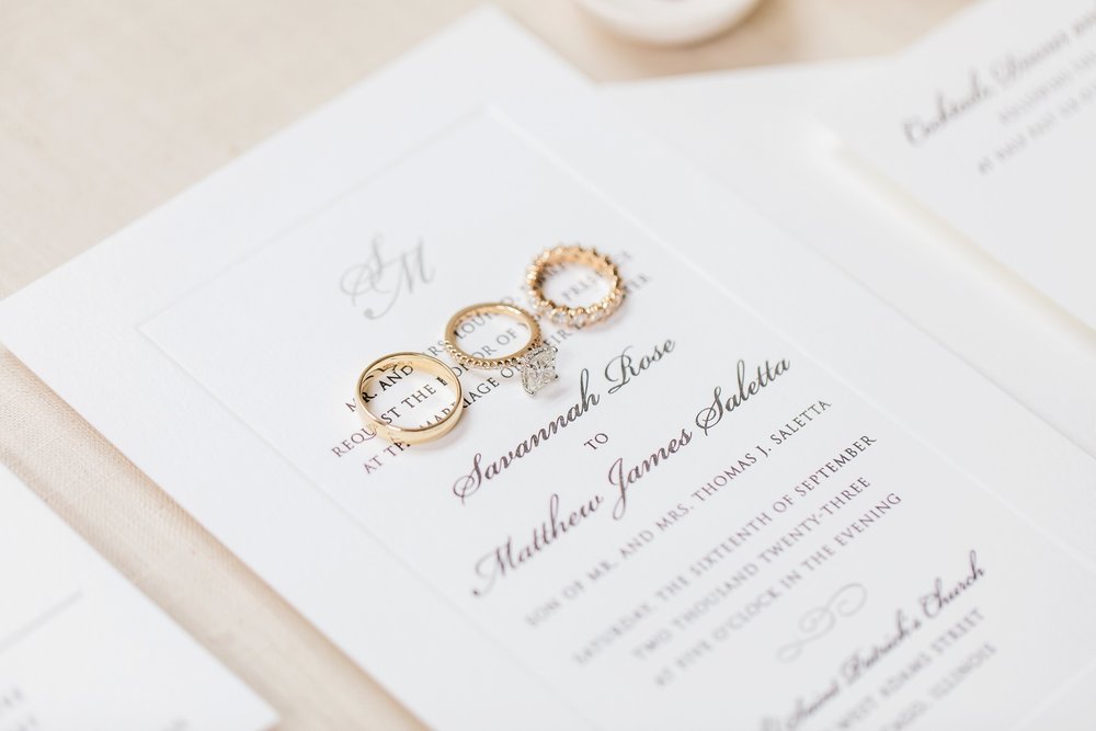 wedding rings on invitation