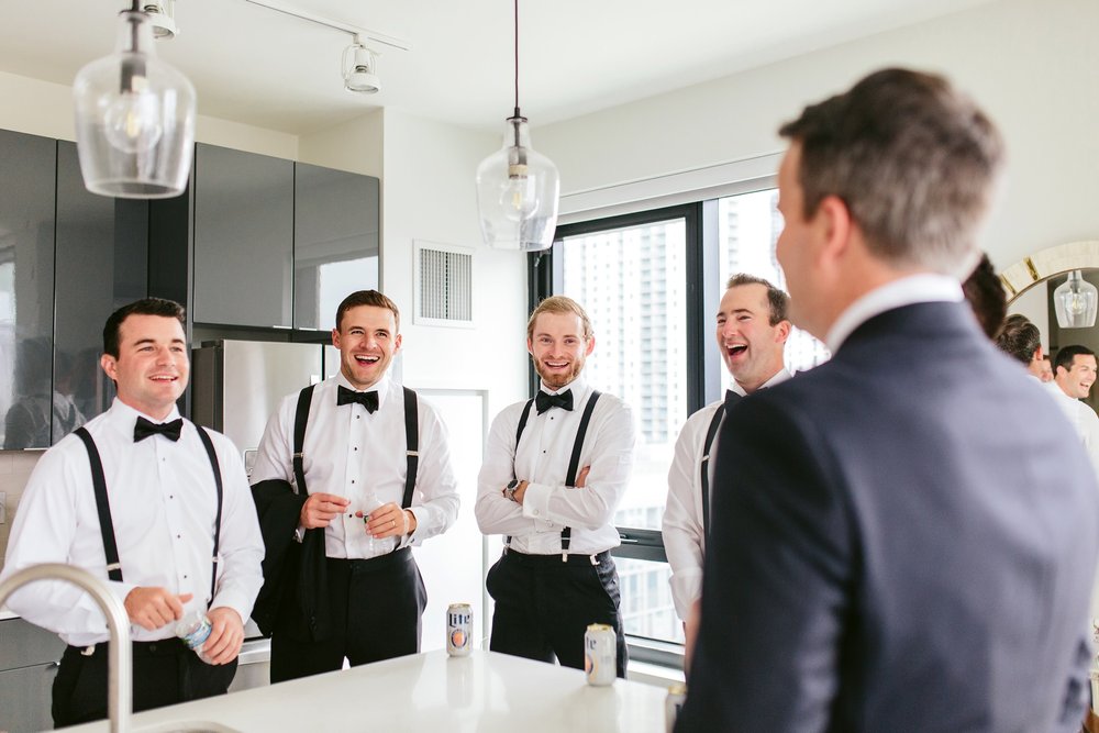 groomsmen hanging out in the morning