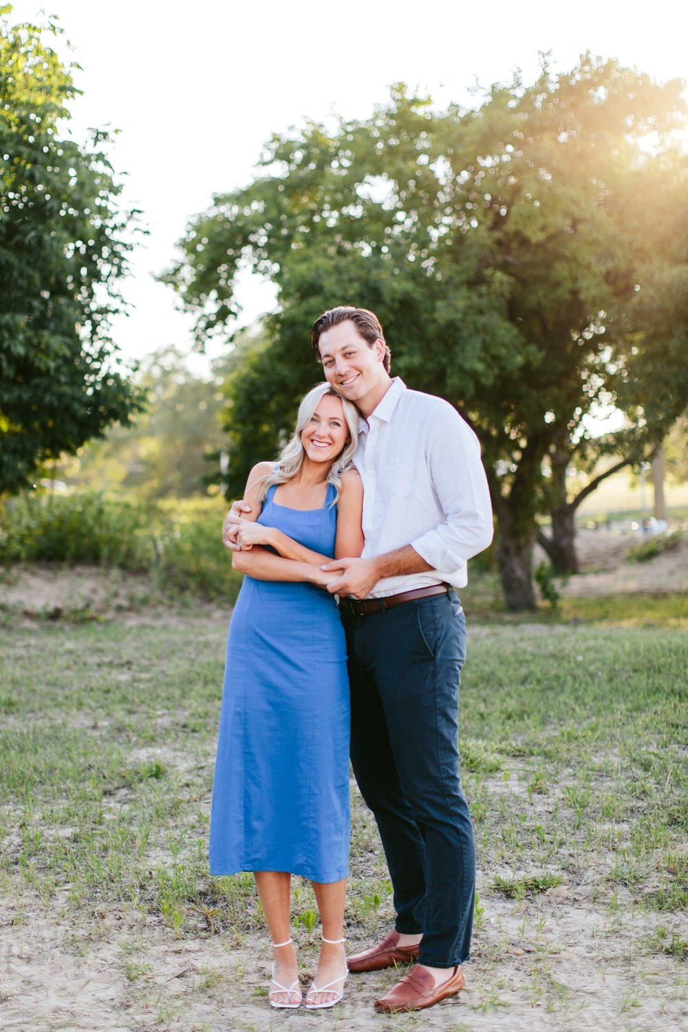 blue dress engagement session