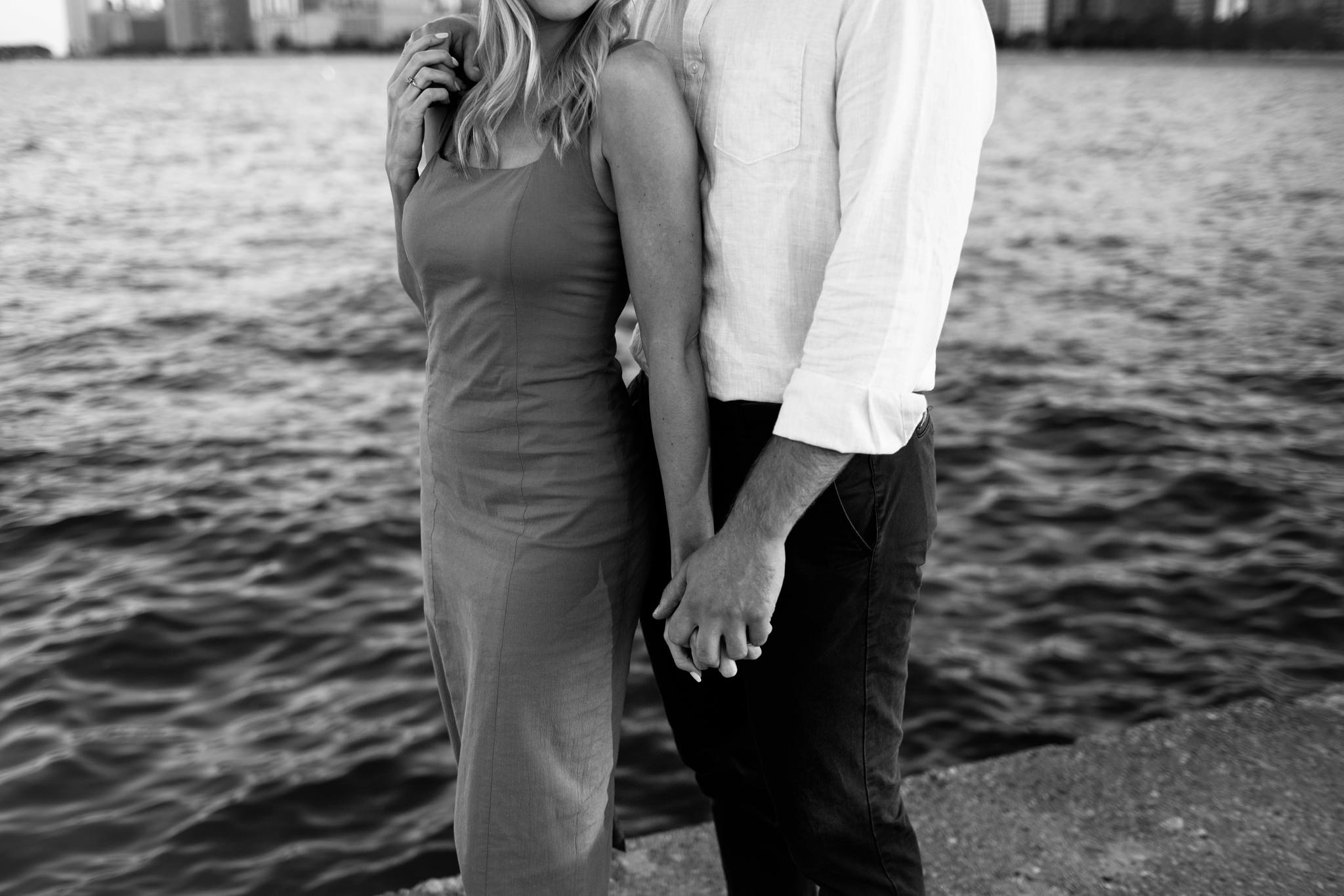 holding hands during engagement session