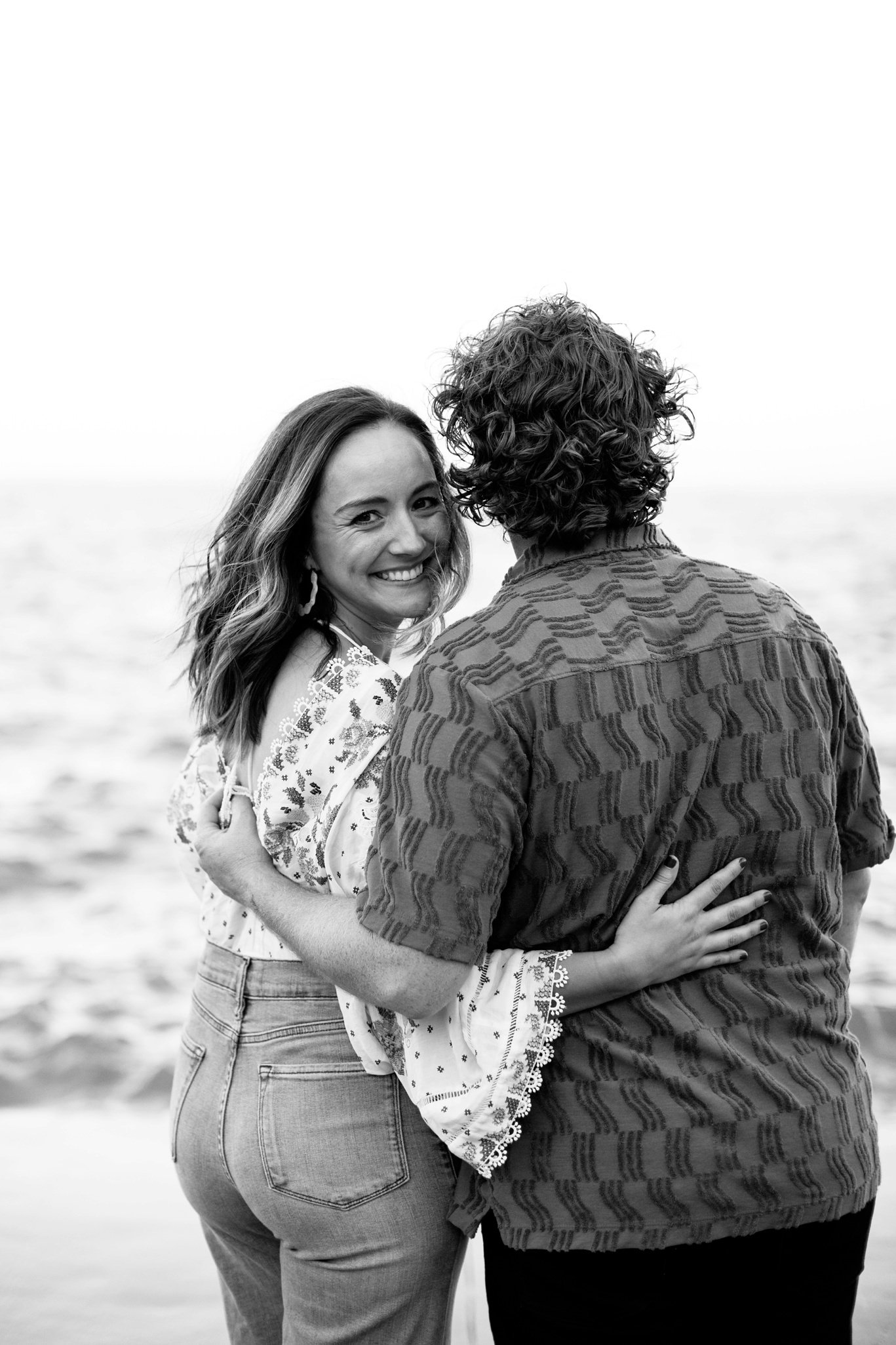 black and white engagement photography