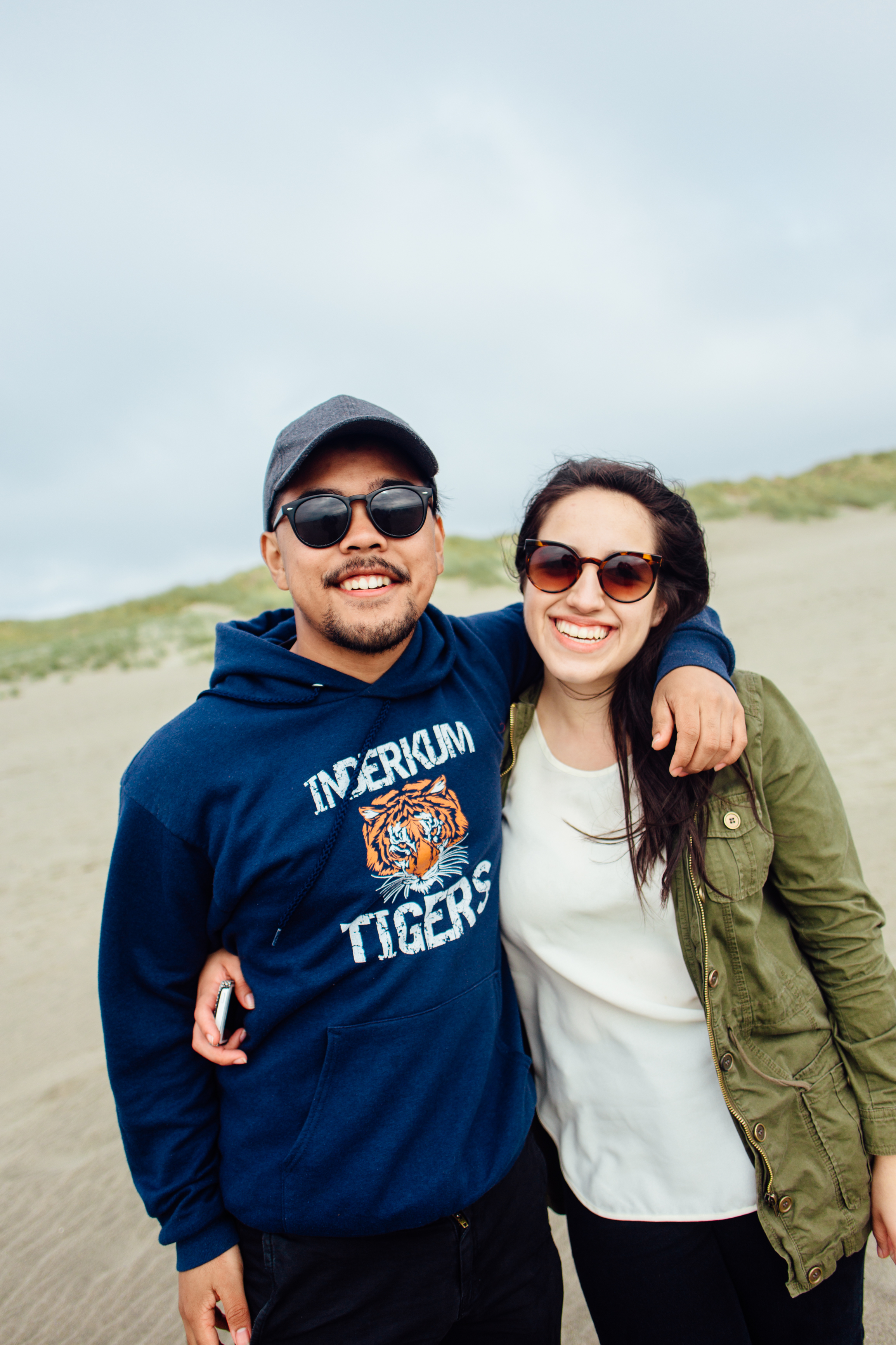 Kathy and me being the hottest people at the beach and we're wearing a full set of layers!