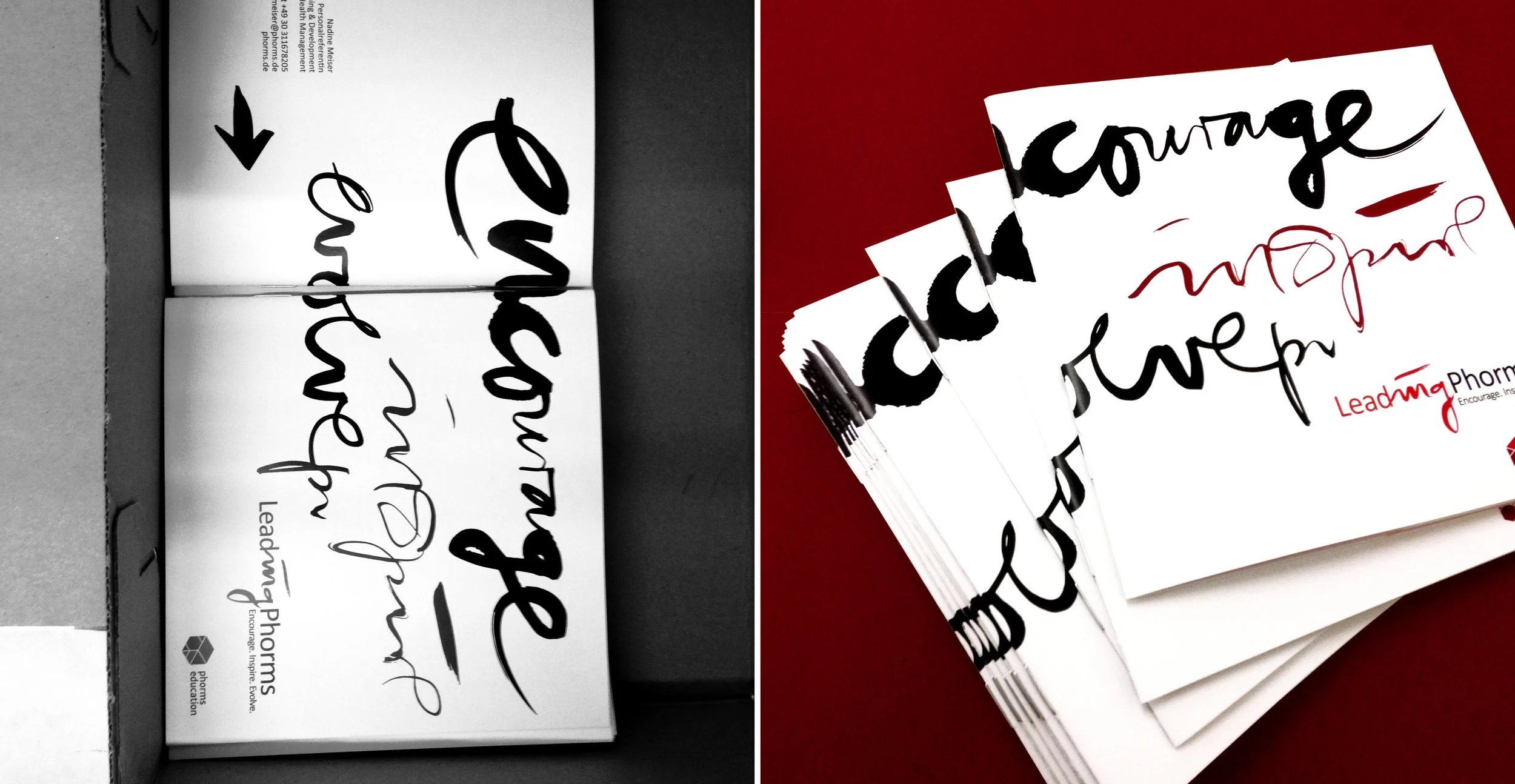 design & calligraphy of the brochure "Leading Phorms" for Phorms Education SE