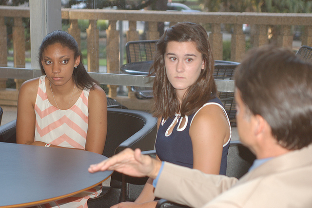Corporations, individuals and groups sponsor students from schools in their area.