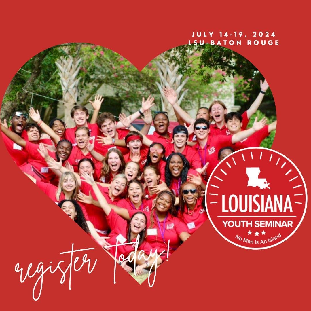 With arms wide open we are ready for Y-O-U to register for the 2024 Louisiana Youth Seminar! Space is limited- register soon... www.louisianayouthseminar.org/register